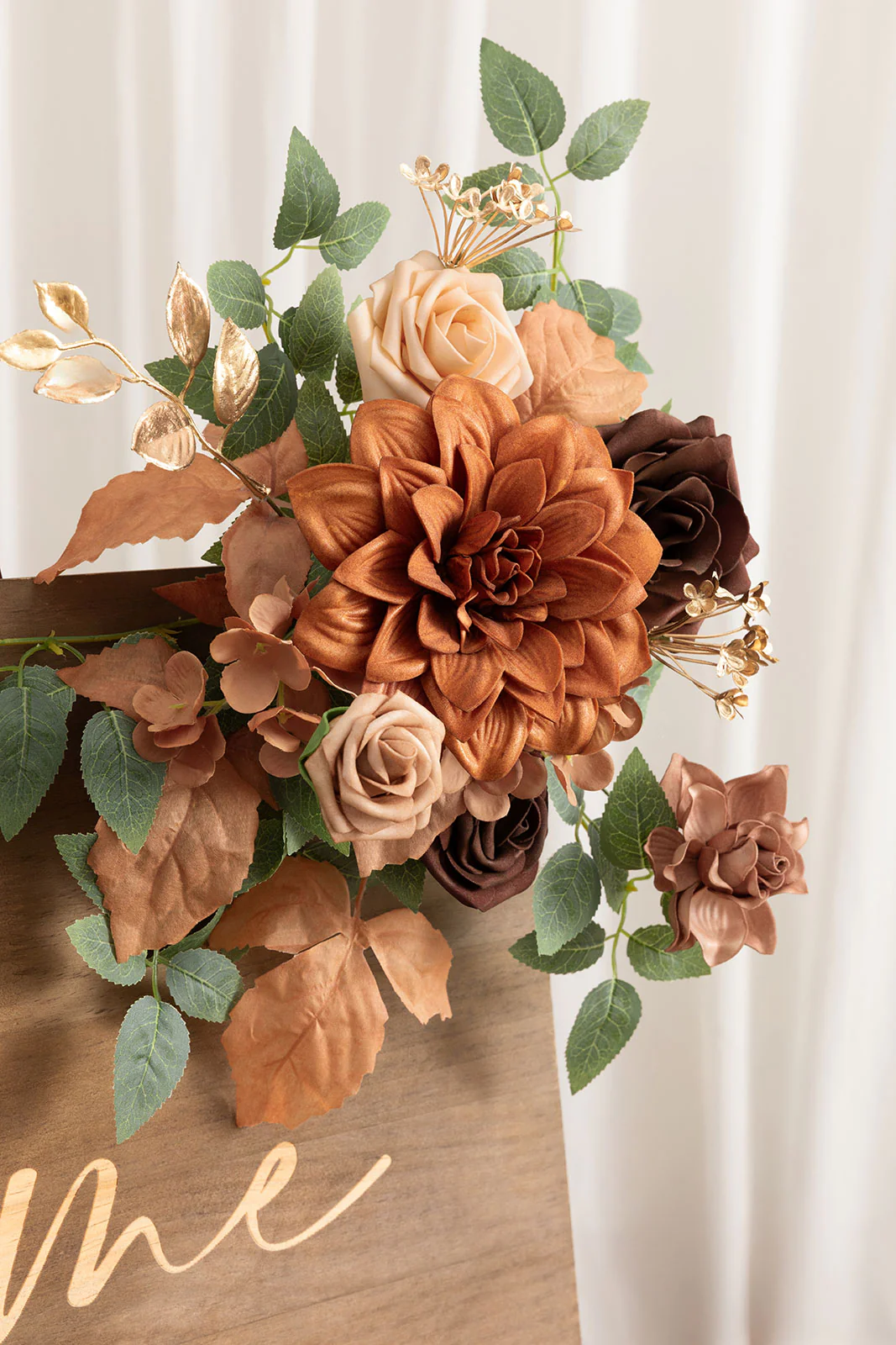 Flexible Combo Set Flower Sign Decor in Walnut Brown & Burnt Orange - Image 3