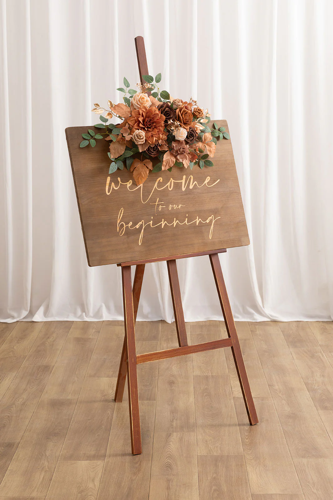 Flexible Combo Set Flower Sign Decor in Walnut Brown & Burnt Orange - Image 4