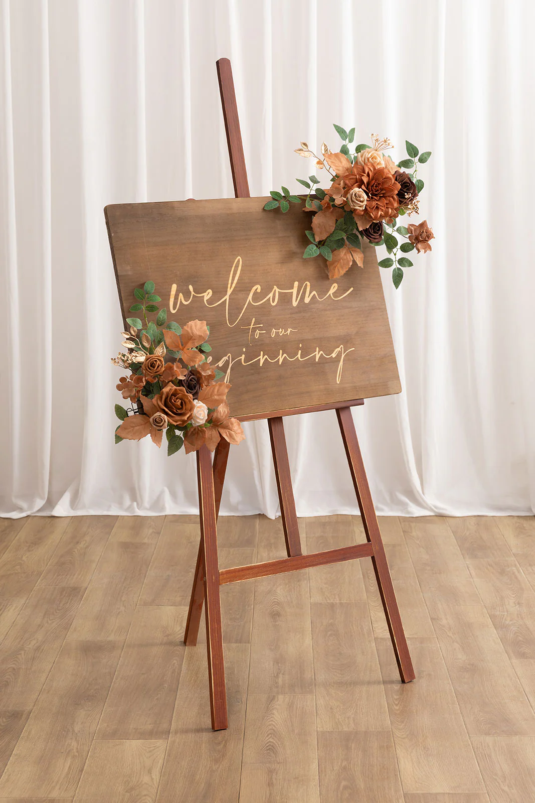 Flexible Combo Set Flower Sign Decor in Walnut Brown & Burnt Orange - Image 5