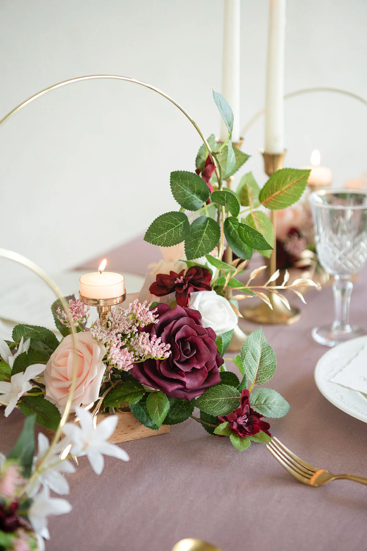 Wreath Hoop Centerpiece Set in Romantic Marsala - Image 5