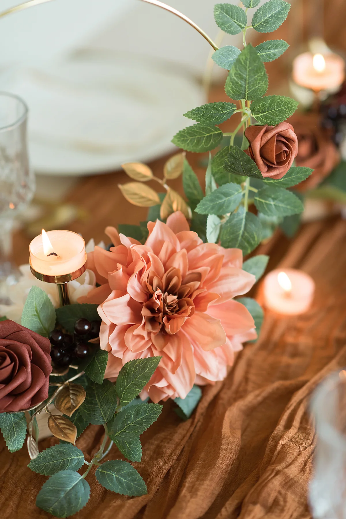 Wreath Hoop Centerpiece Set in Sunset Terracotta | Clearance - Image 4