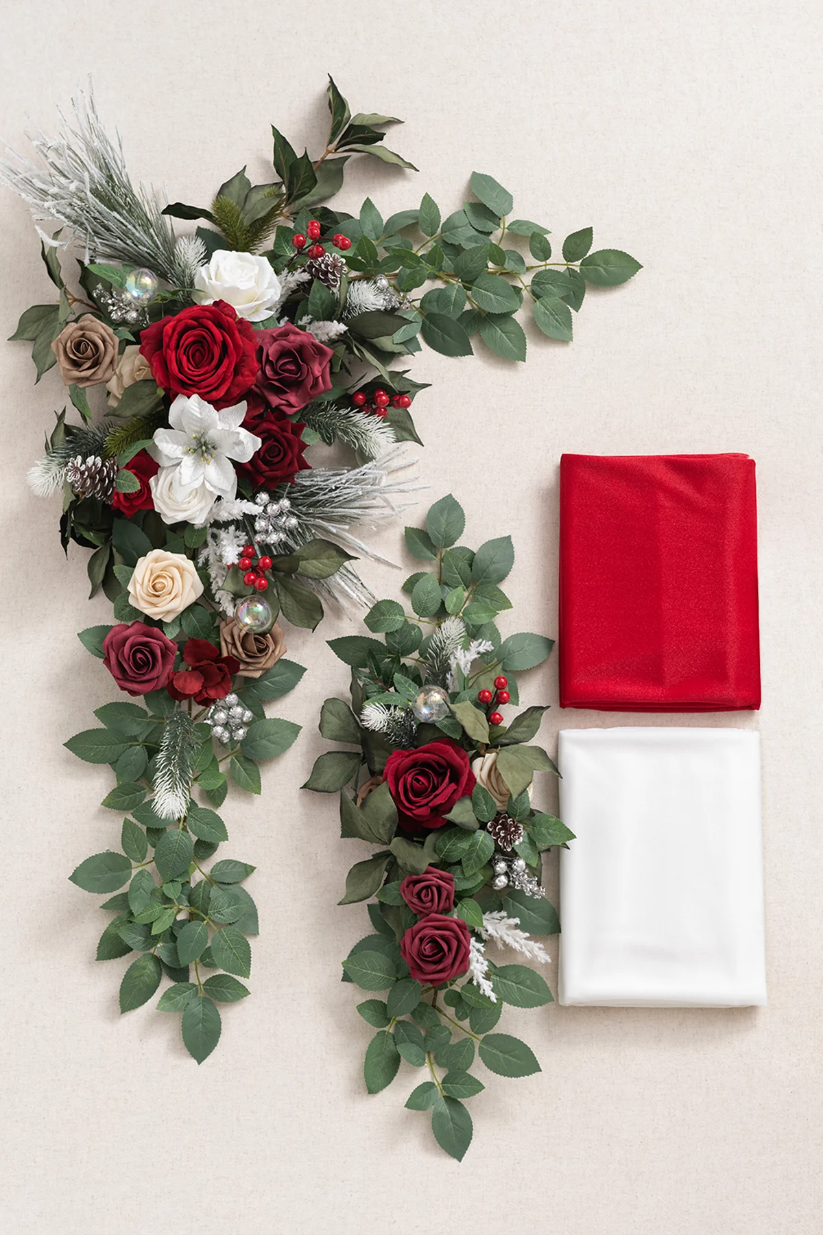 Flower Arch Decor with Drape in Christmas Red & Sparkle - Image 5