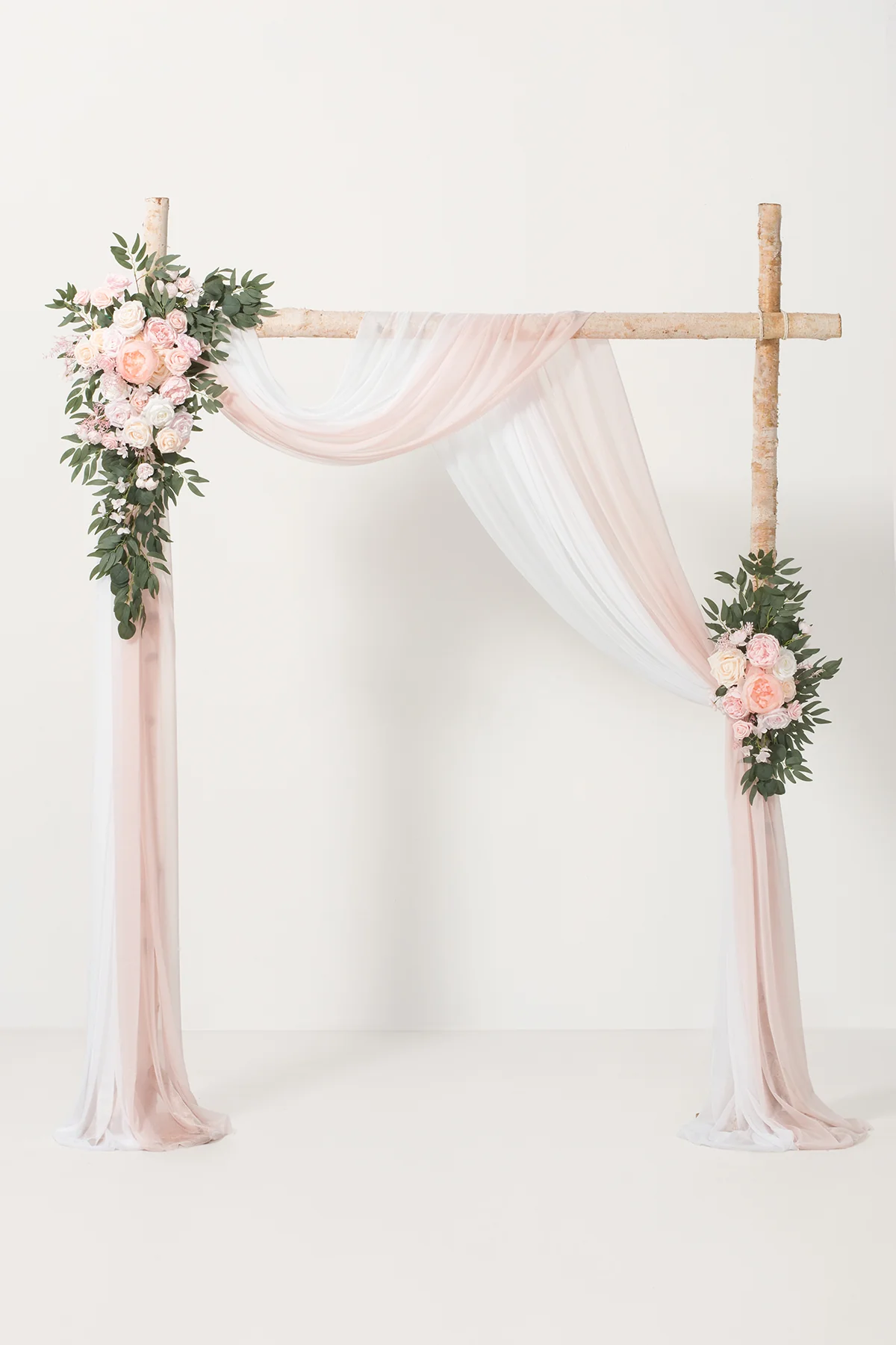 Flower Arch Decor with Drapes in Blush & Cream