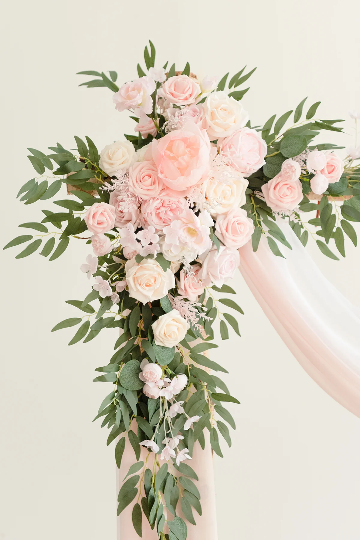 Flower Arch Decor with Drapes in Blush & Cream - Image 3