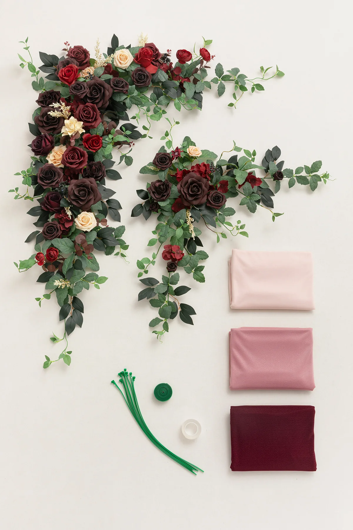 Flower Arch Decor with Drapes in Black Baccara & Burgundy | Clearance - Image 4