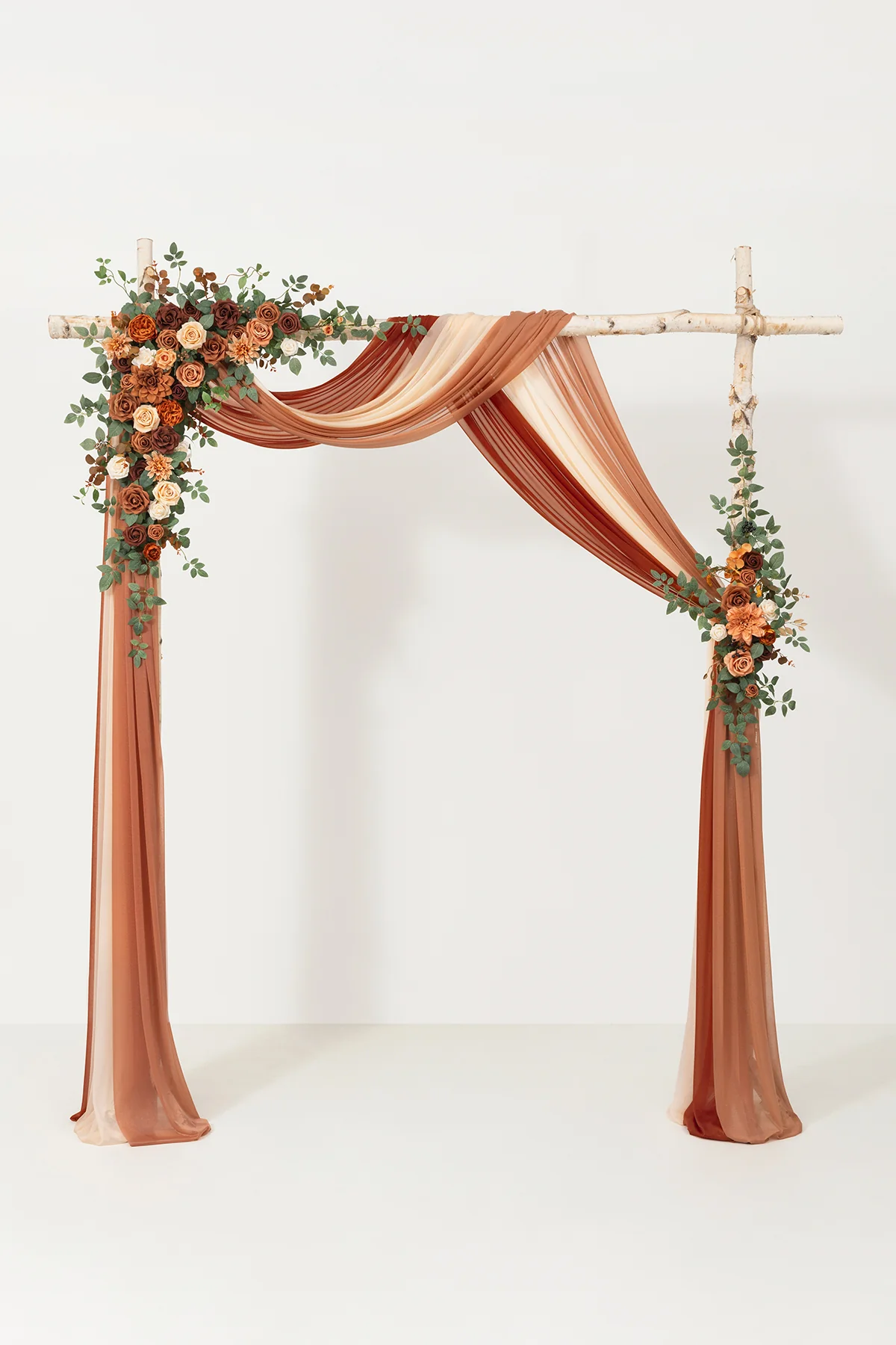 Flower Arch Decor with Drapes in Caramel & Burnt Orange | Clearance