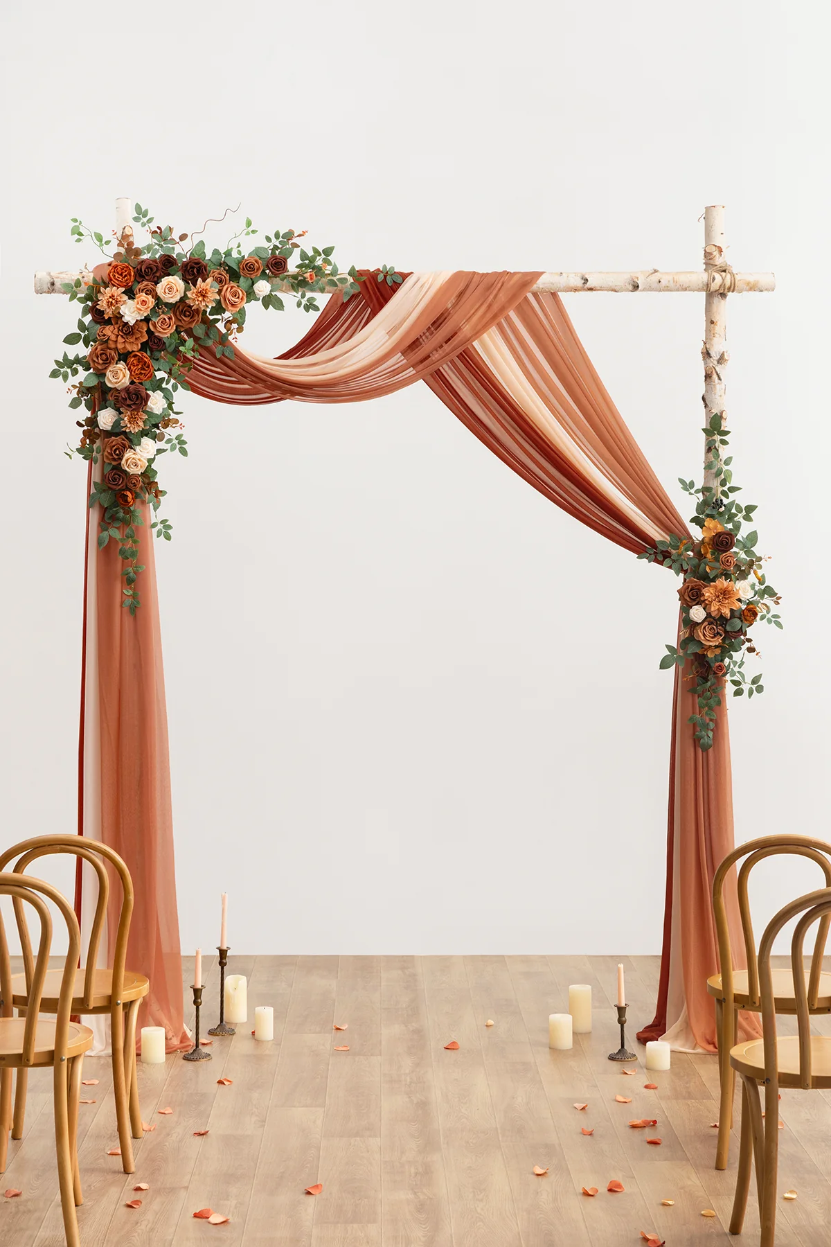 Flower Arch Decor with Drapes in Caramel & Burnt Orange | Clearance - Image 2