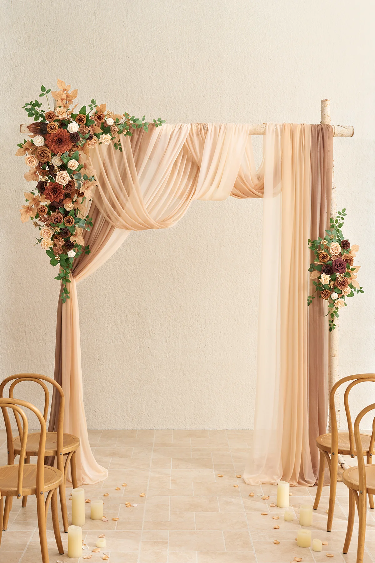 Flower Arch Decor with Drapes in Caramel & Walnut Brown | Clearance - Image 2