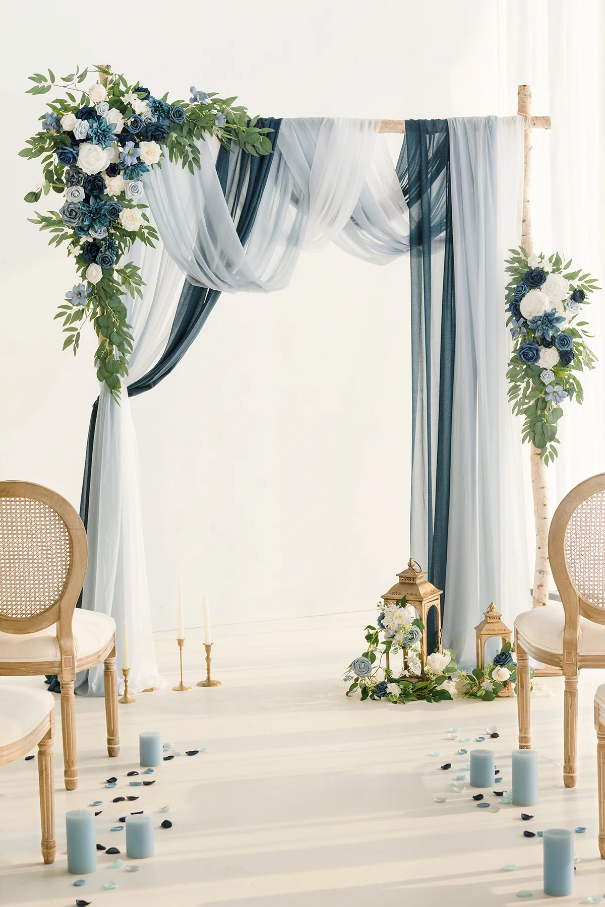 Flower Arch Decor with Drapes in Dusty Blue & Navy (Set of 5) | Clearance - Image 2
