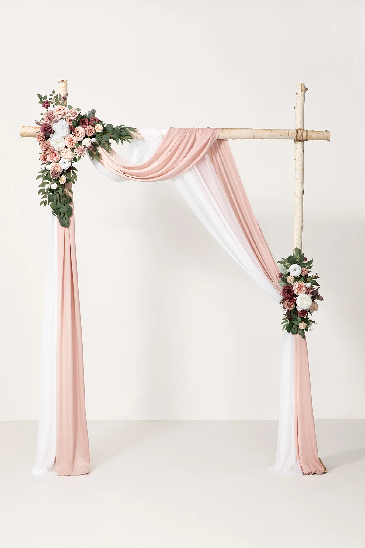 Flower Arch Decor with Drapes in Dusty Rose & Mauve