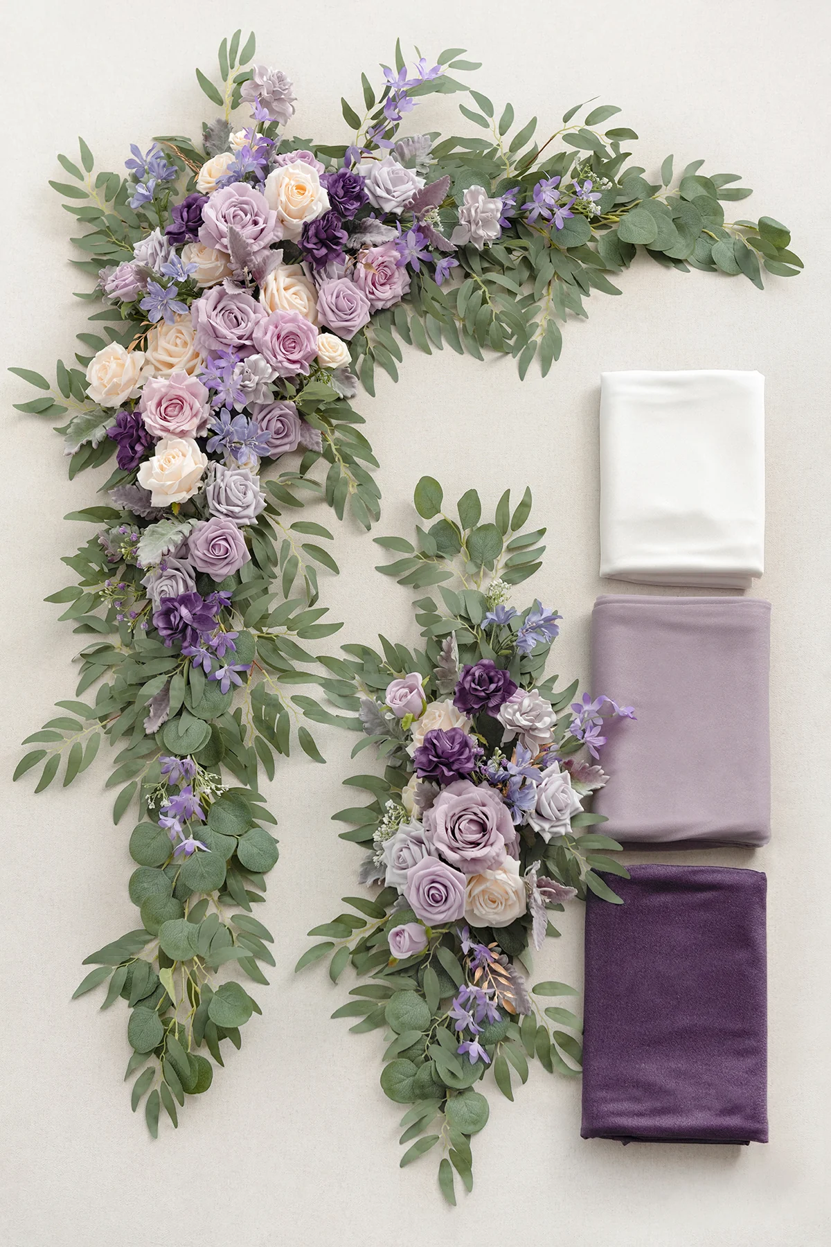 Flower Arch Decor with Drapes in Lilac & Gold - Image 11