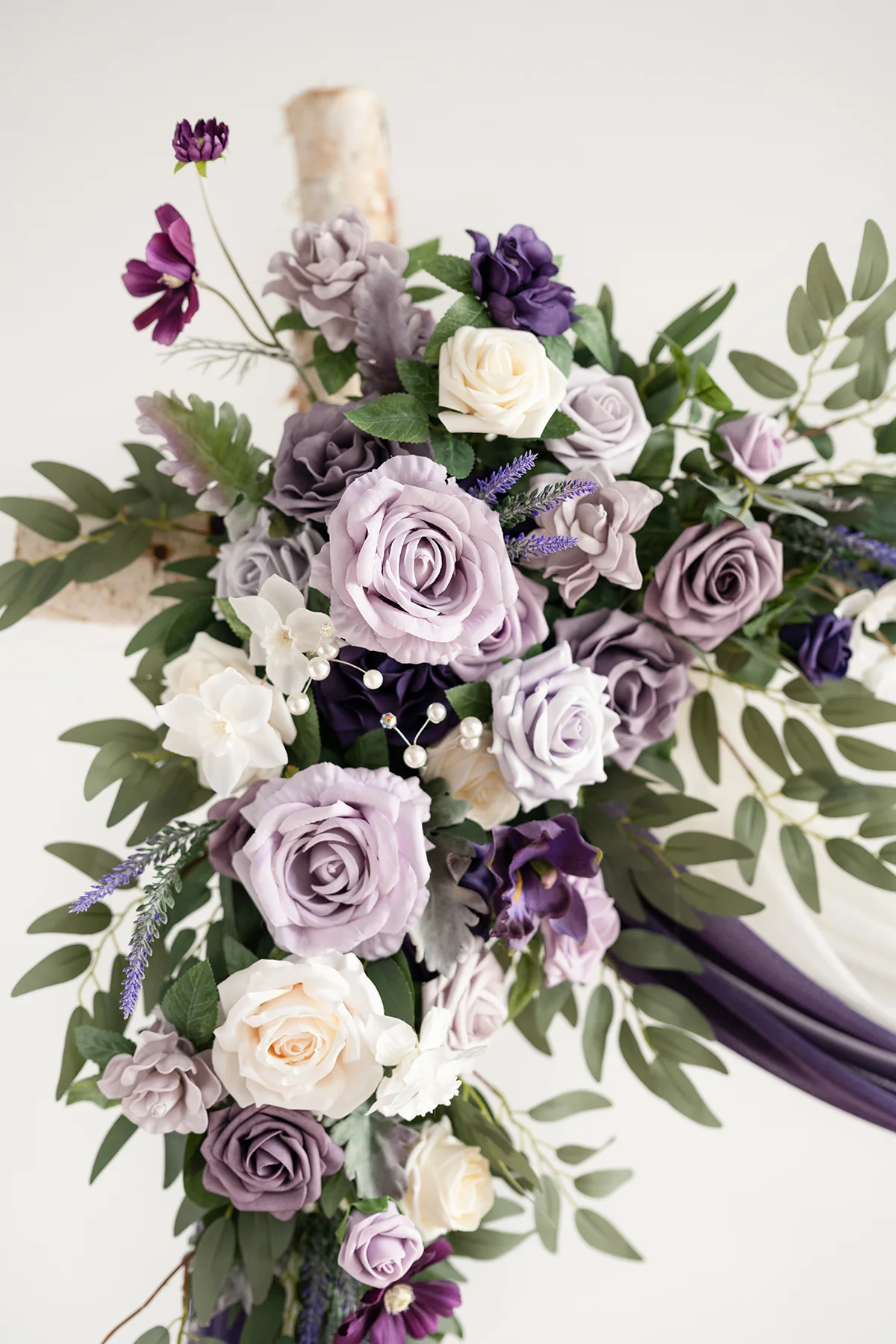 Flower Arch Decor with Drapes in Lilac & Gold - Image 3