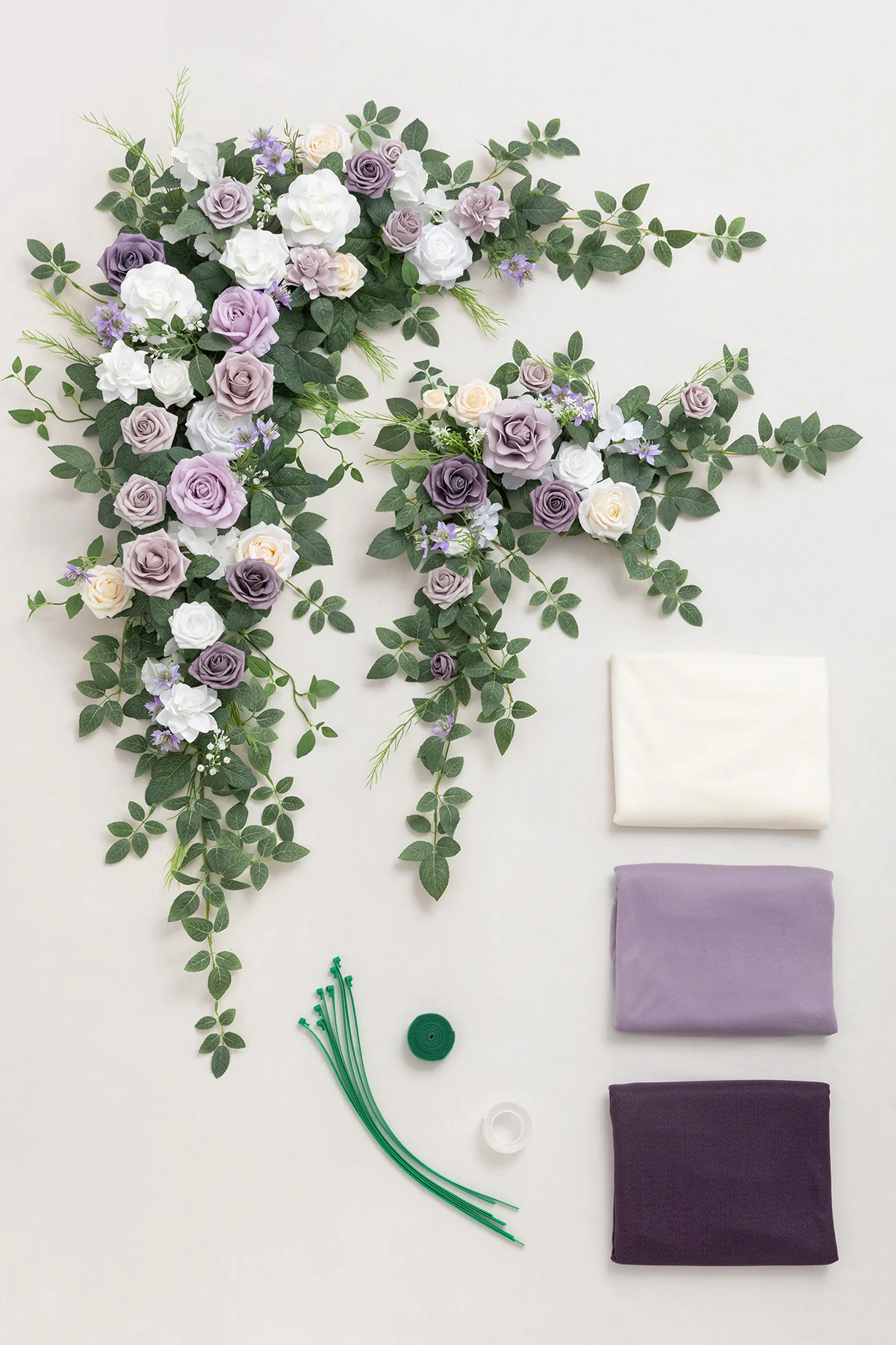 Flower Arch Decor with Drapes in Lilac & Sage Purple - Image 5