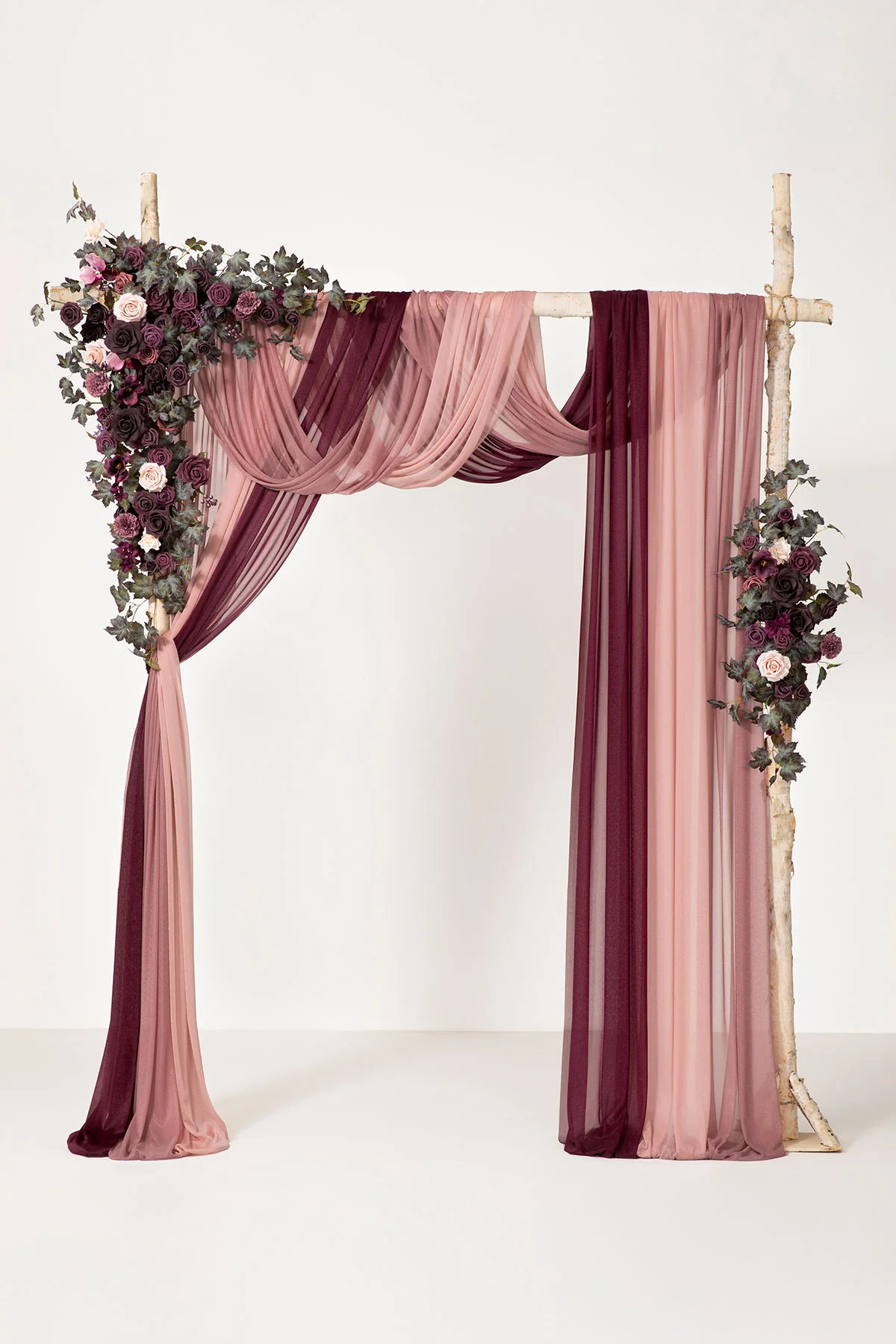Flower Arch Decor with Drapes in Plum Velvet Wedding | Clearance