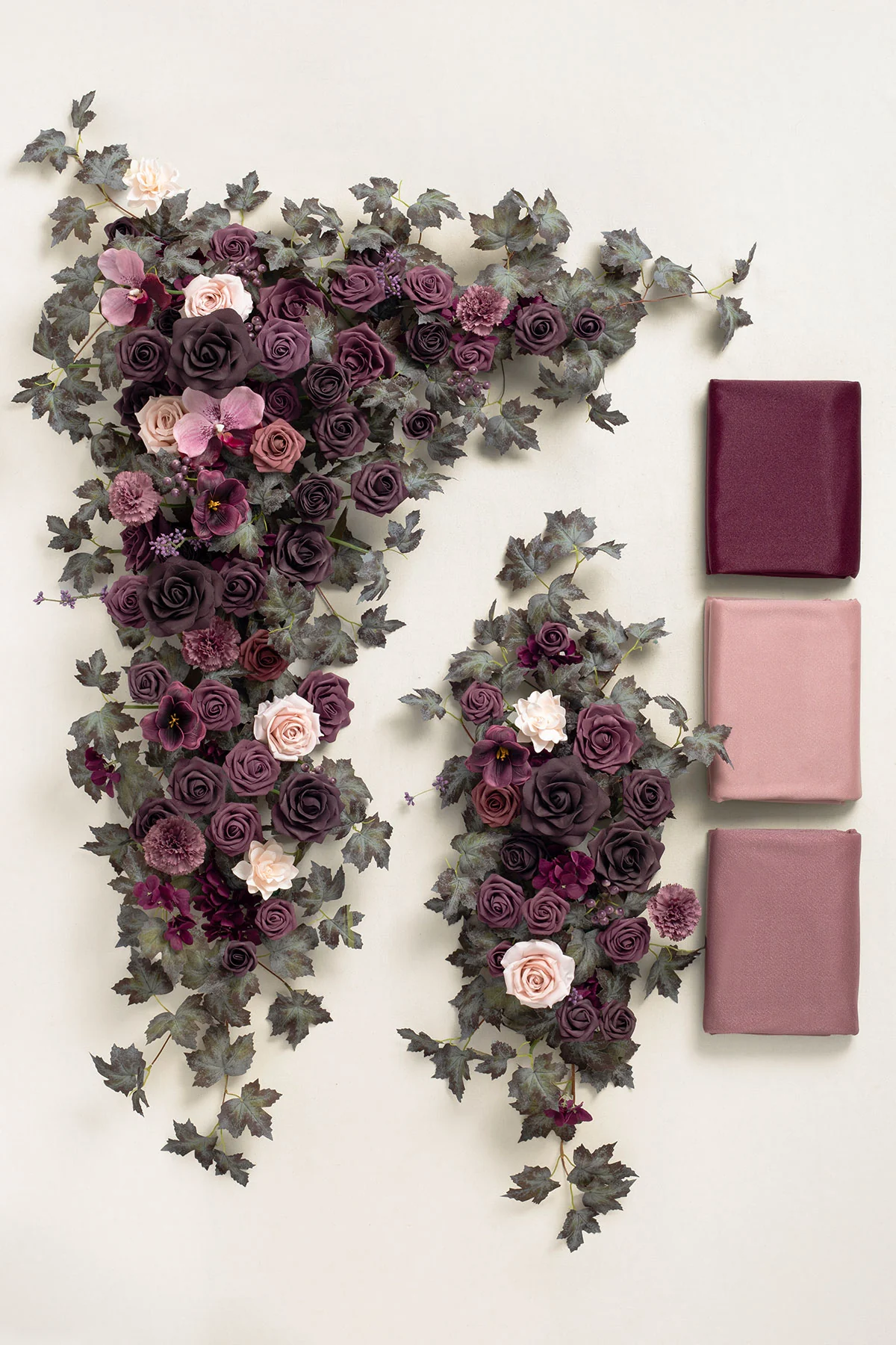 Flower Arch Decor with Drapes in Plum Velvet Wedding | Clearance - Image 6