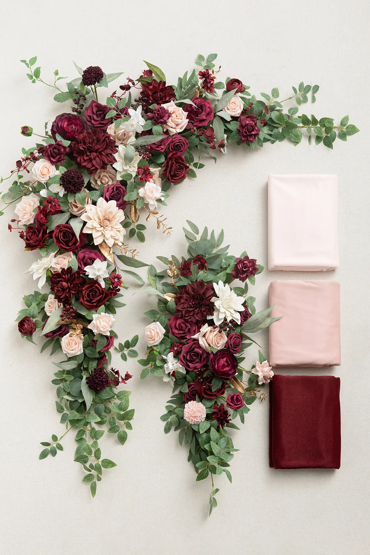 Flower Arch Decor with Drapes in Romantic Marsala - Image 6