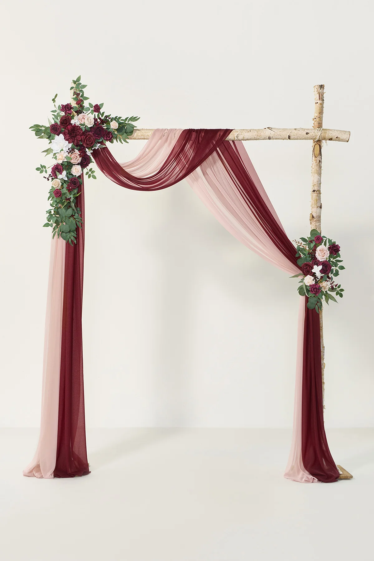 Flower Arch Decor with Drapes in Romantic Marsala - Image 7