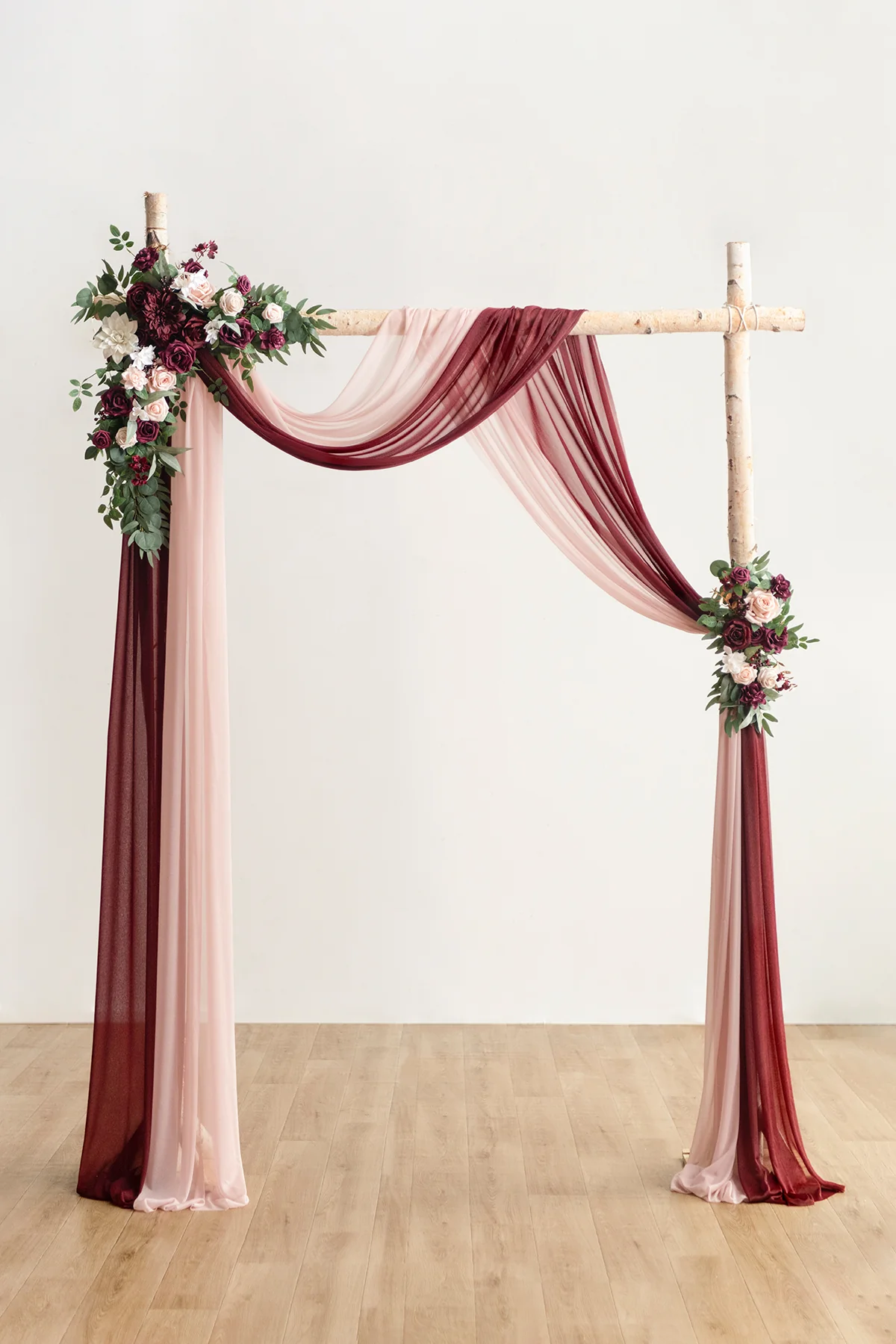 Flower Arch Decor with Drapes in Romantic Marsala - Image 8