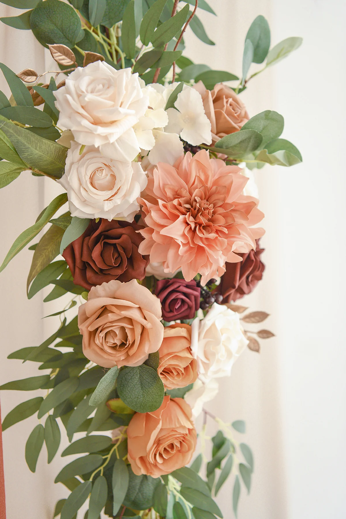 Flower Arch Decor with Drapes in Sunset Terracotta - Image 3