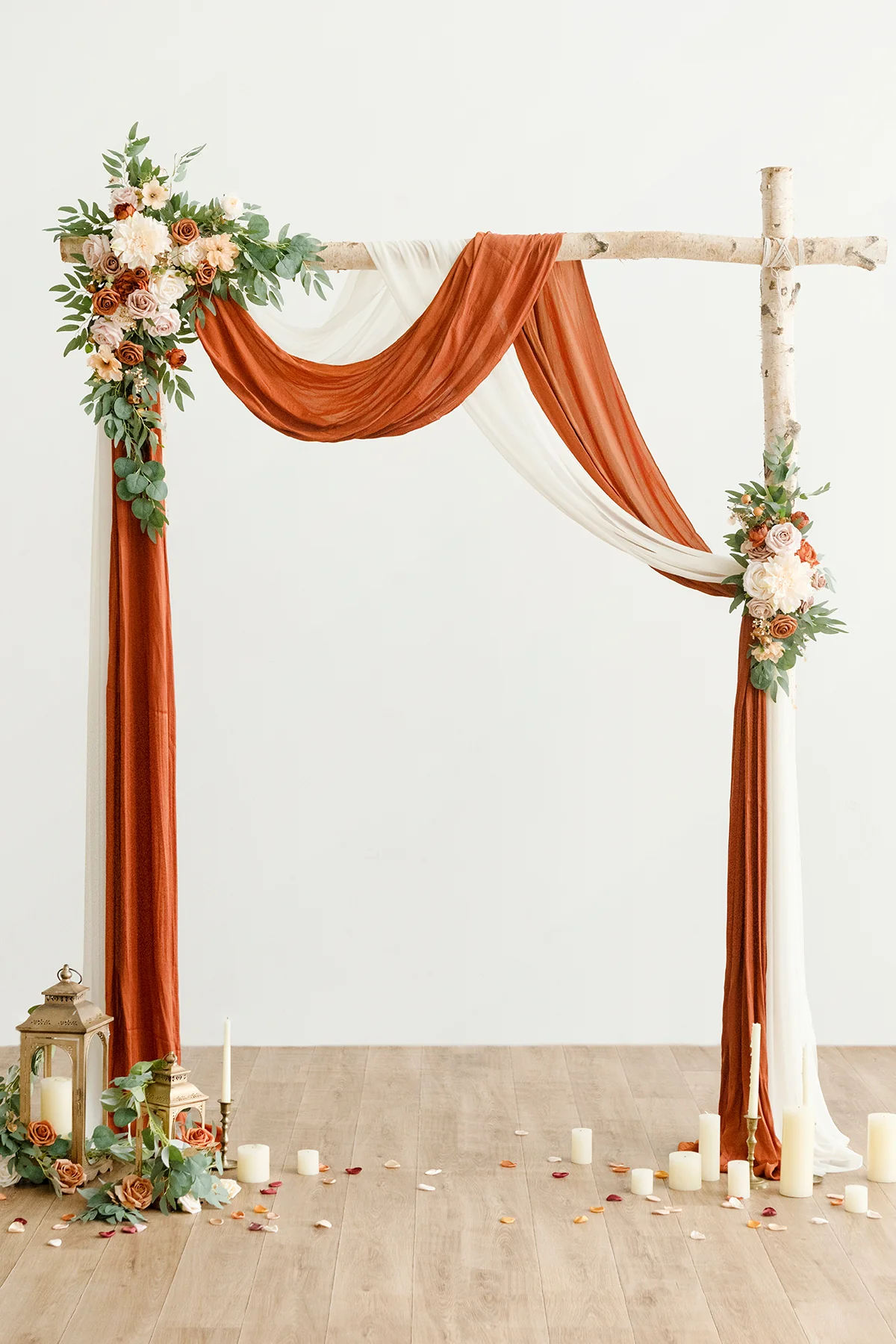 Flower Arch Decor with Drapes in Sunset Terracotta - Image 8