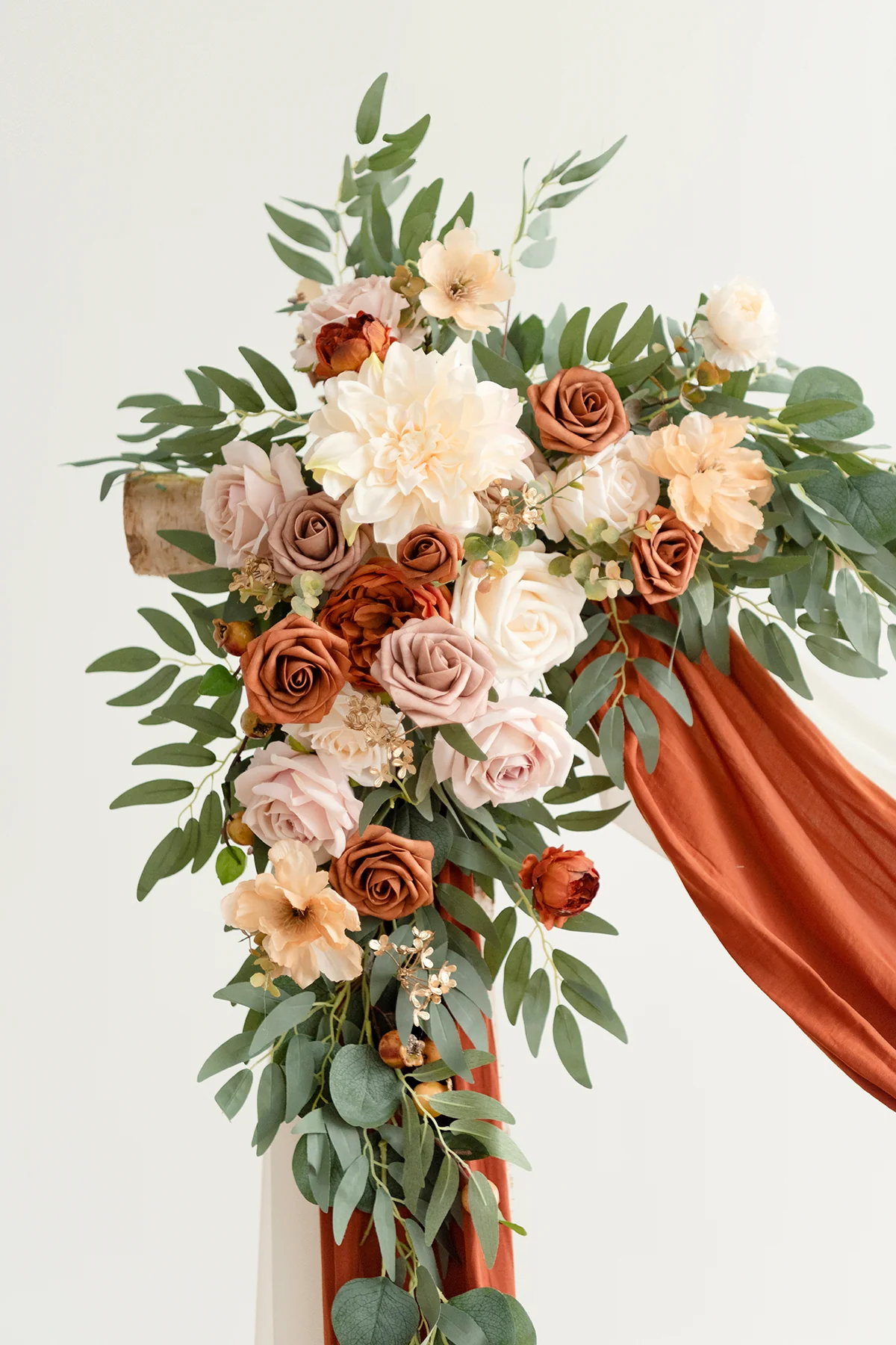 Flower Arch Decor with Drapes in Sunset Terracotta - Image 9