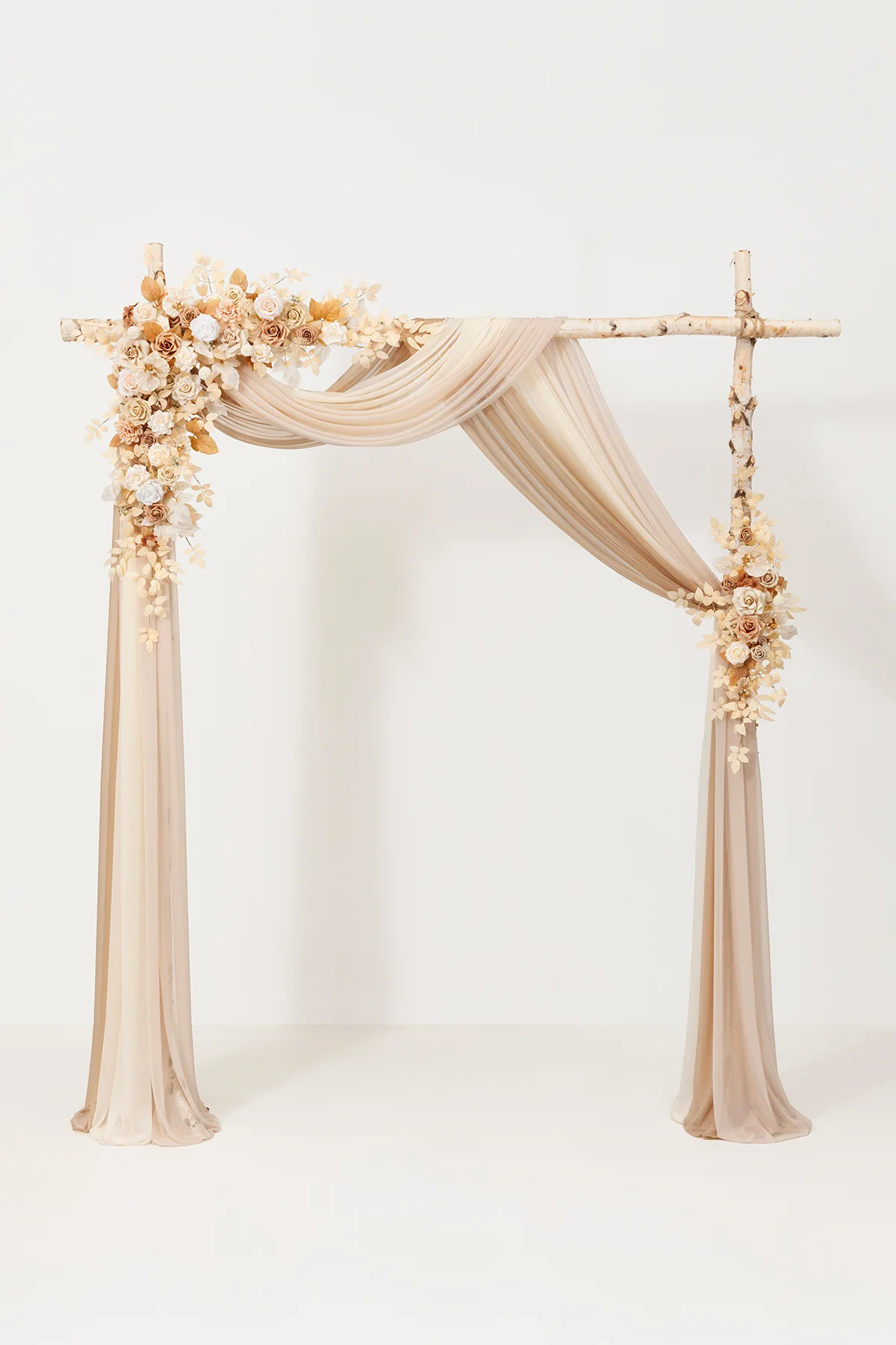 Flower Arch Decor with Drapes in Tawny Beige & Sand Beige | Clearance
