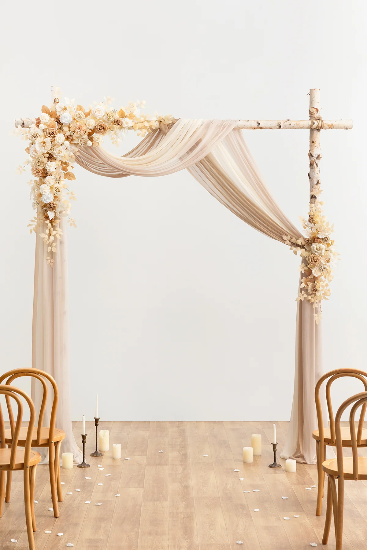 Flower Arch Decor with Drapes in Tawny Beige & Sand Beige | Clearance - Image 2