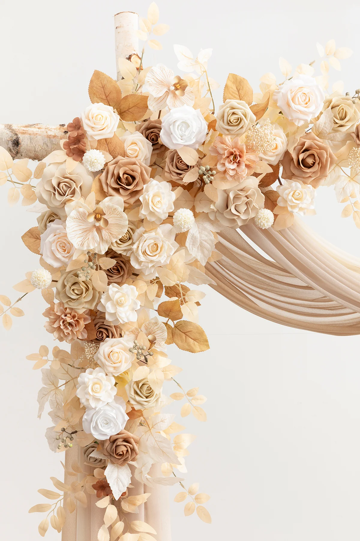 Flower Arch Decor with Drapes in Tawny Beige & Sand Beige | Clearance - Image 3