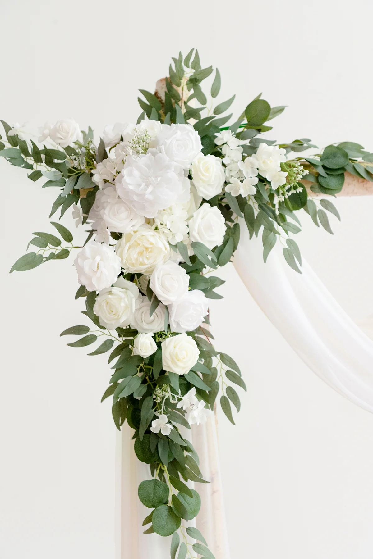 Flower Arch Decor with Drapes in White & Sage (Set of 4) - Image 3