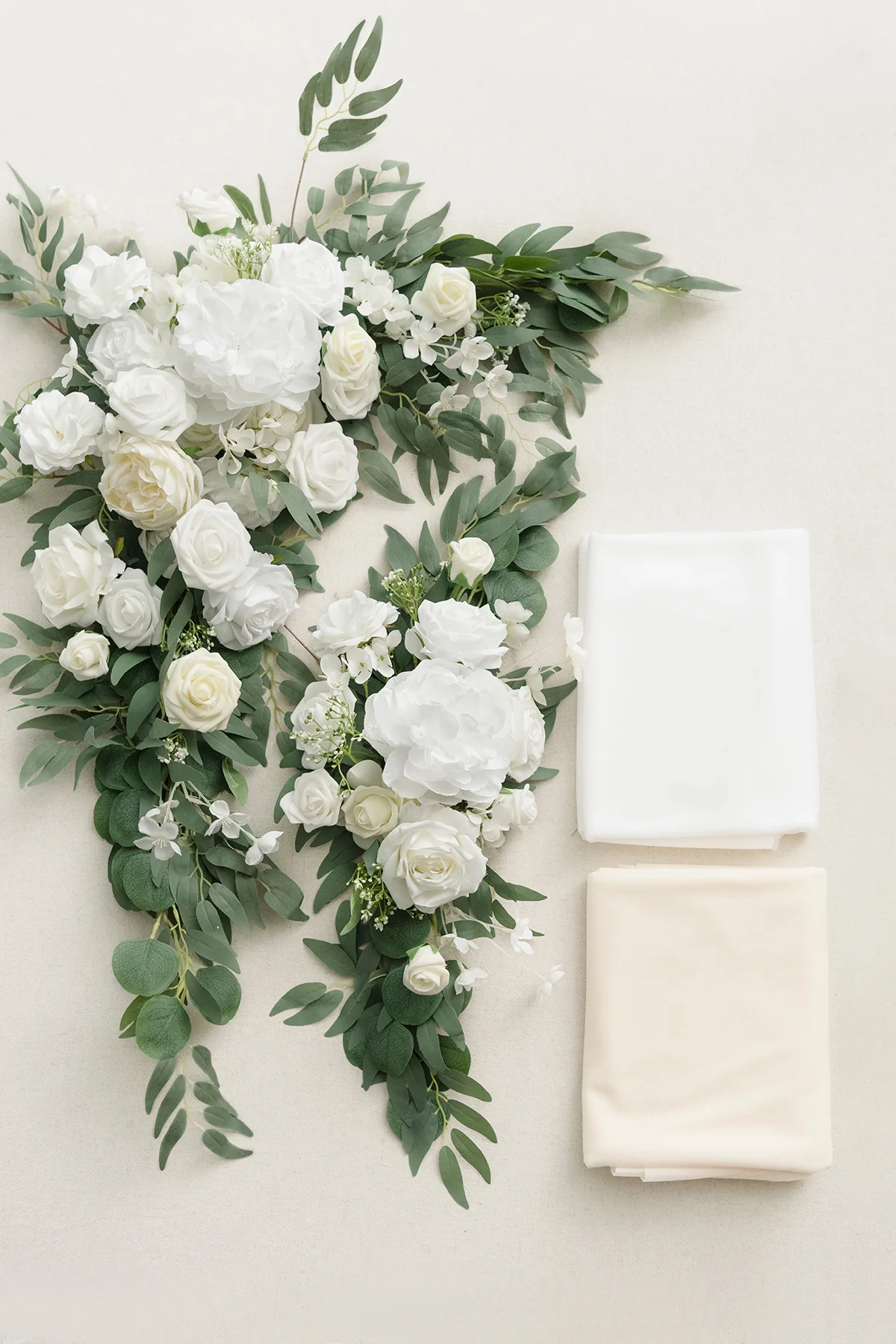 Flower Arch Decor with Drapes in White & Sage (Set of 4) - Image 5