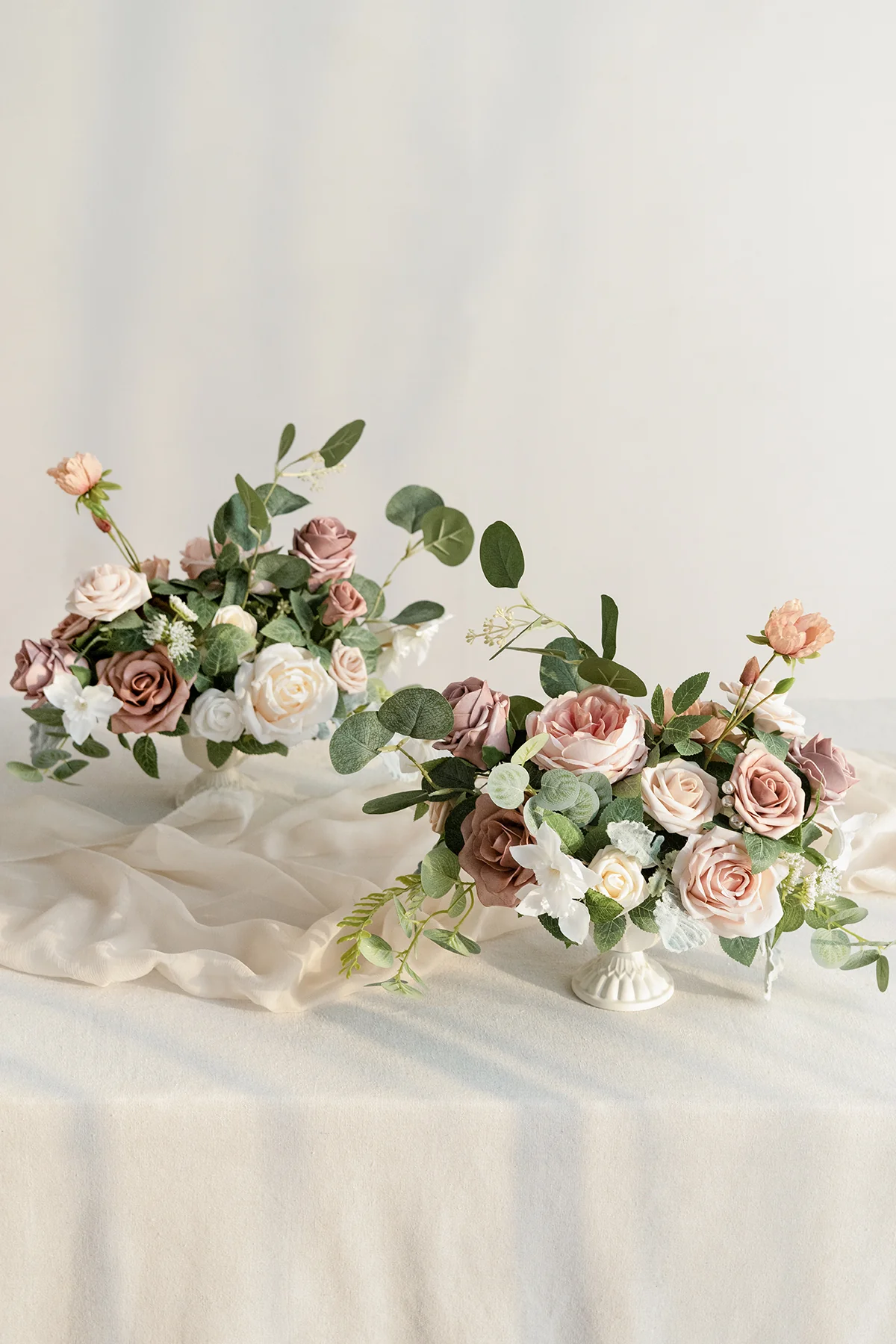 Large Floral Centerpiece Set in Dusty Rose & Cream - Image 2