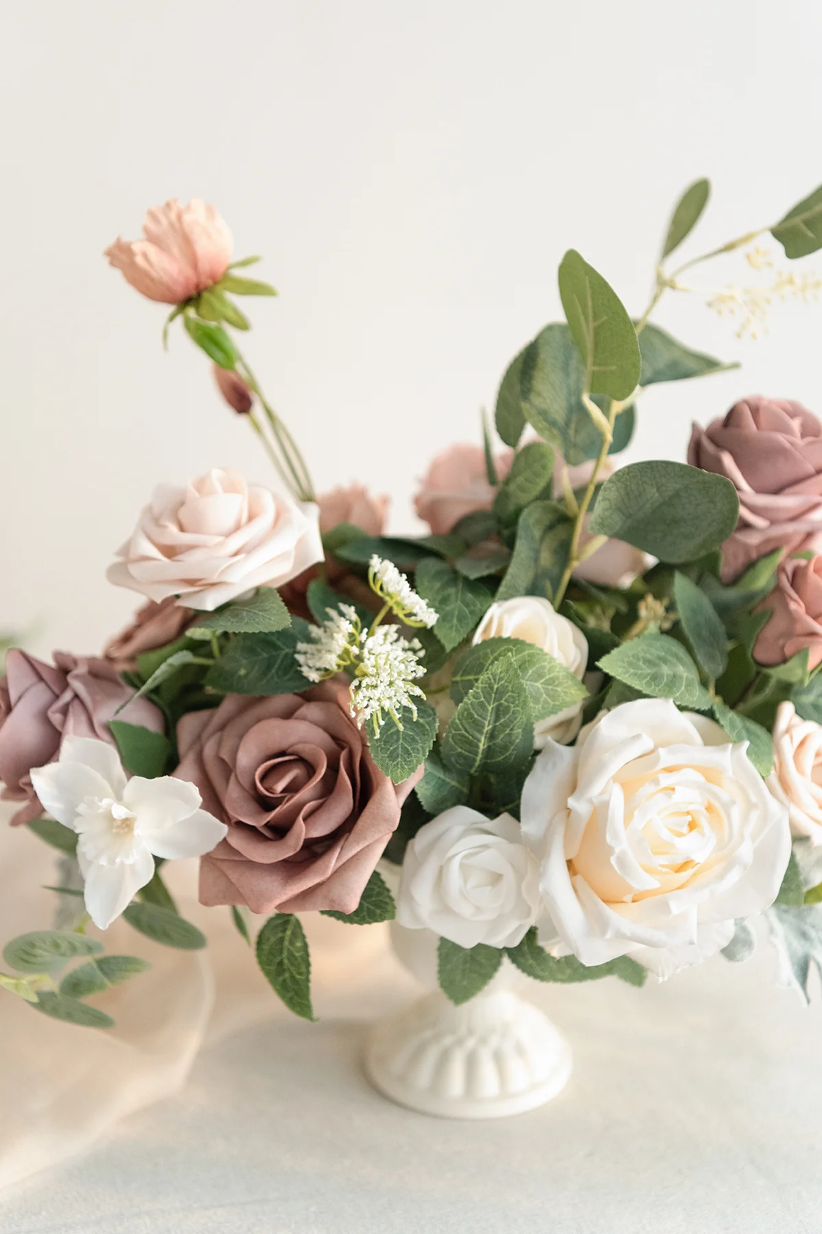 Large Floral Centerpiece Set in Dusty Rose & Cream - Image 3