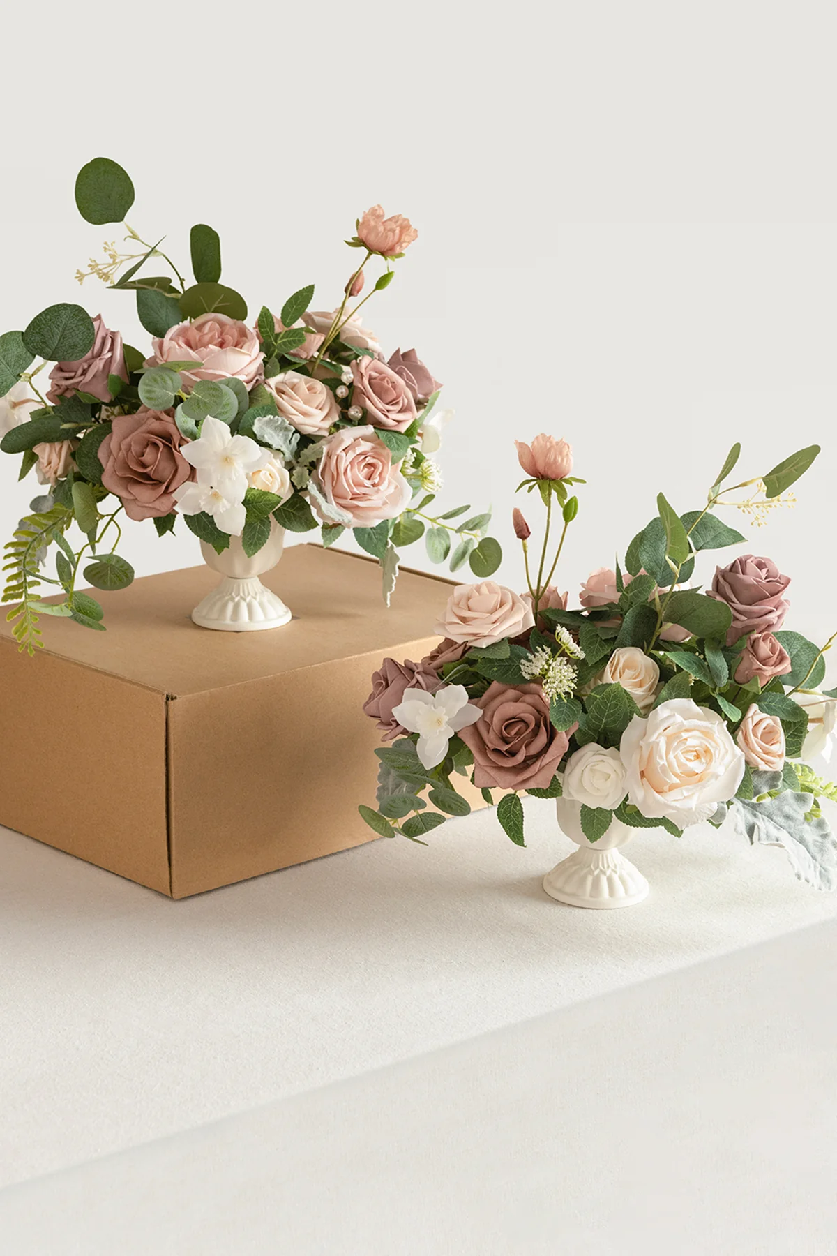 Large Floral Centerpiece Set in Dusty Rose & Cream - Image 4