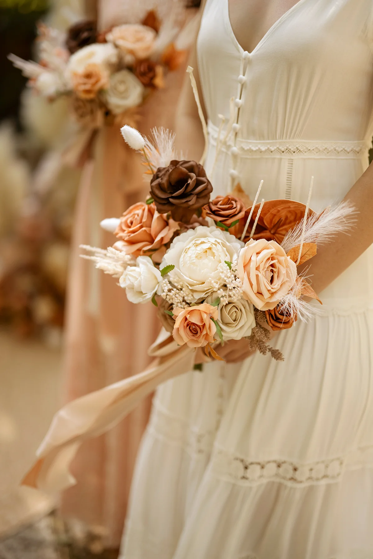 Free-Form Bridesmaid Bouquets in Rust & Sepia (Set of 4) - Image 2