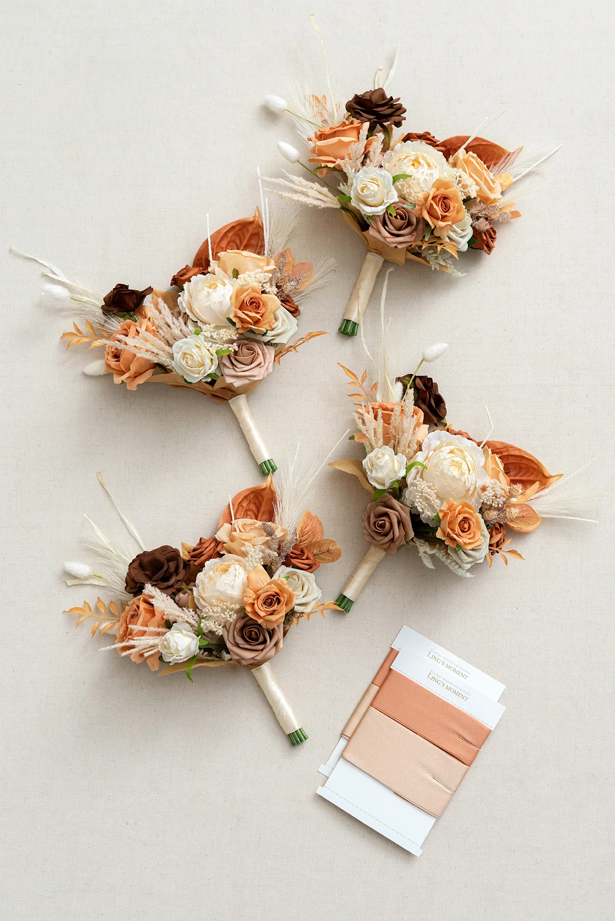 Free-Form Bridesmaid Bouquets in Rust & Sepia (Set of 4) - Image 4