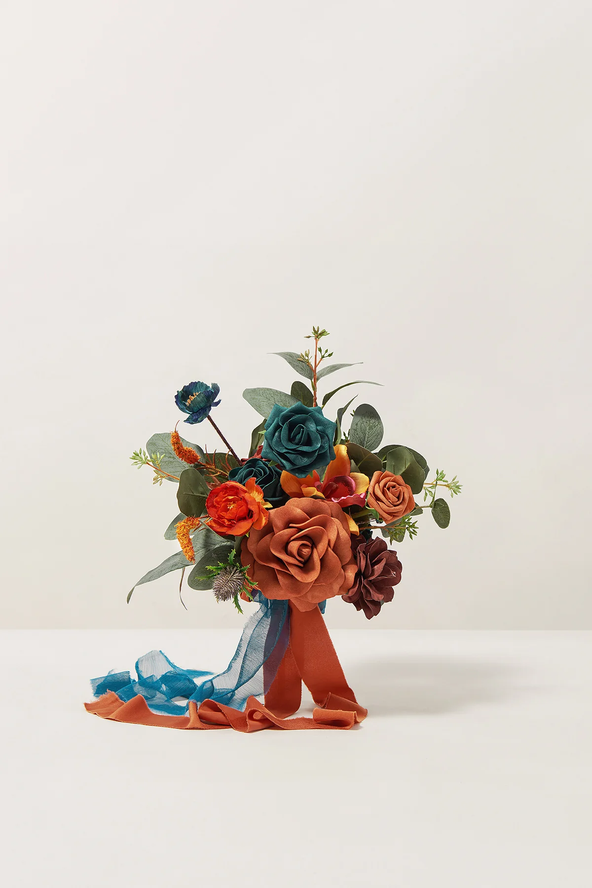 Additional Flower Decorations in Dark Teal & Burnt Orange - Image 2