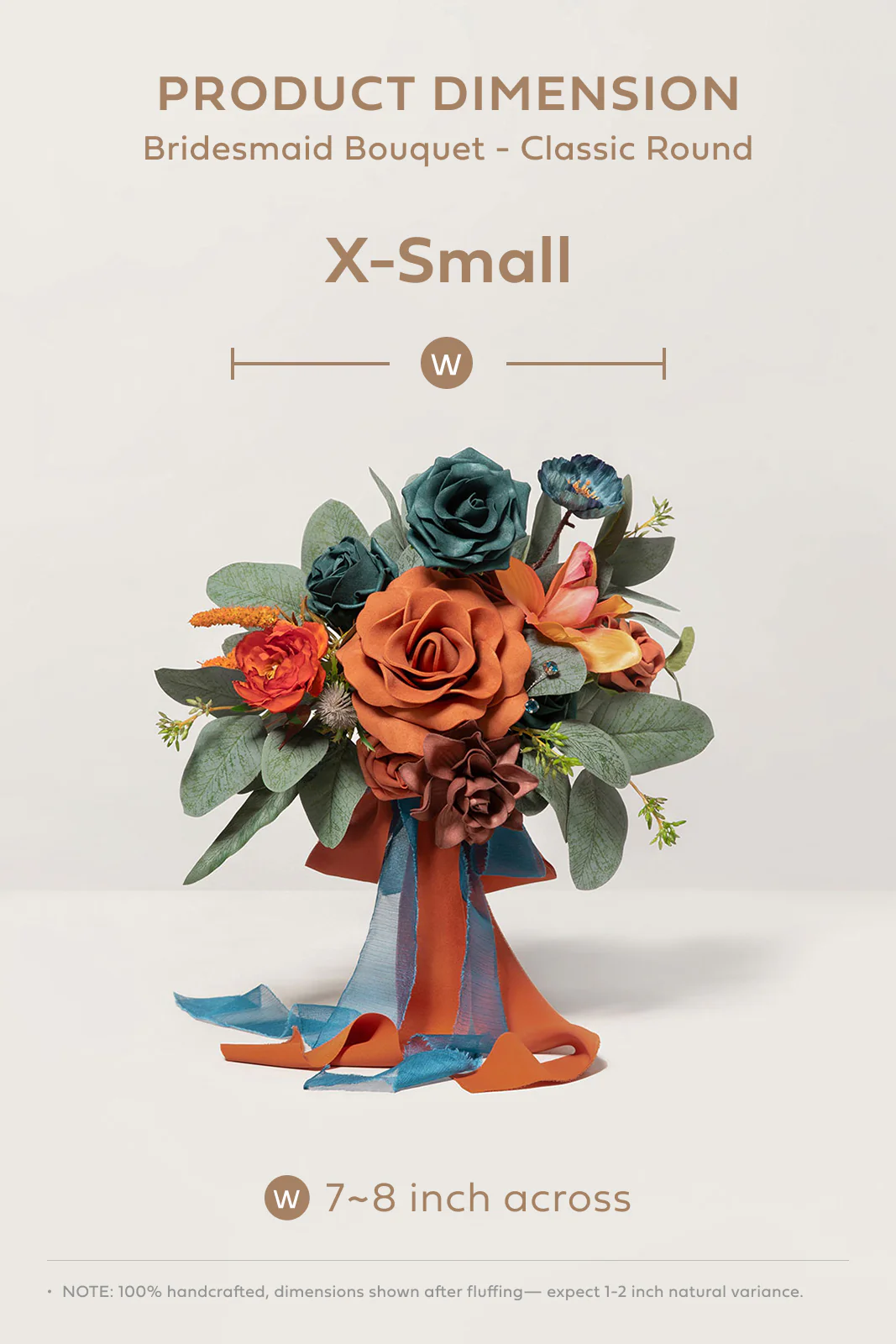 Free-Form Bridesmaid Bouquets in Dark Teal & Burnt Orange (Set of 1) - Image 3