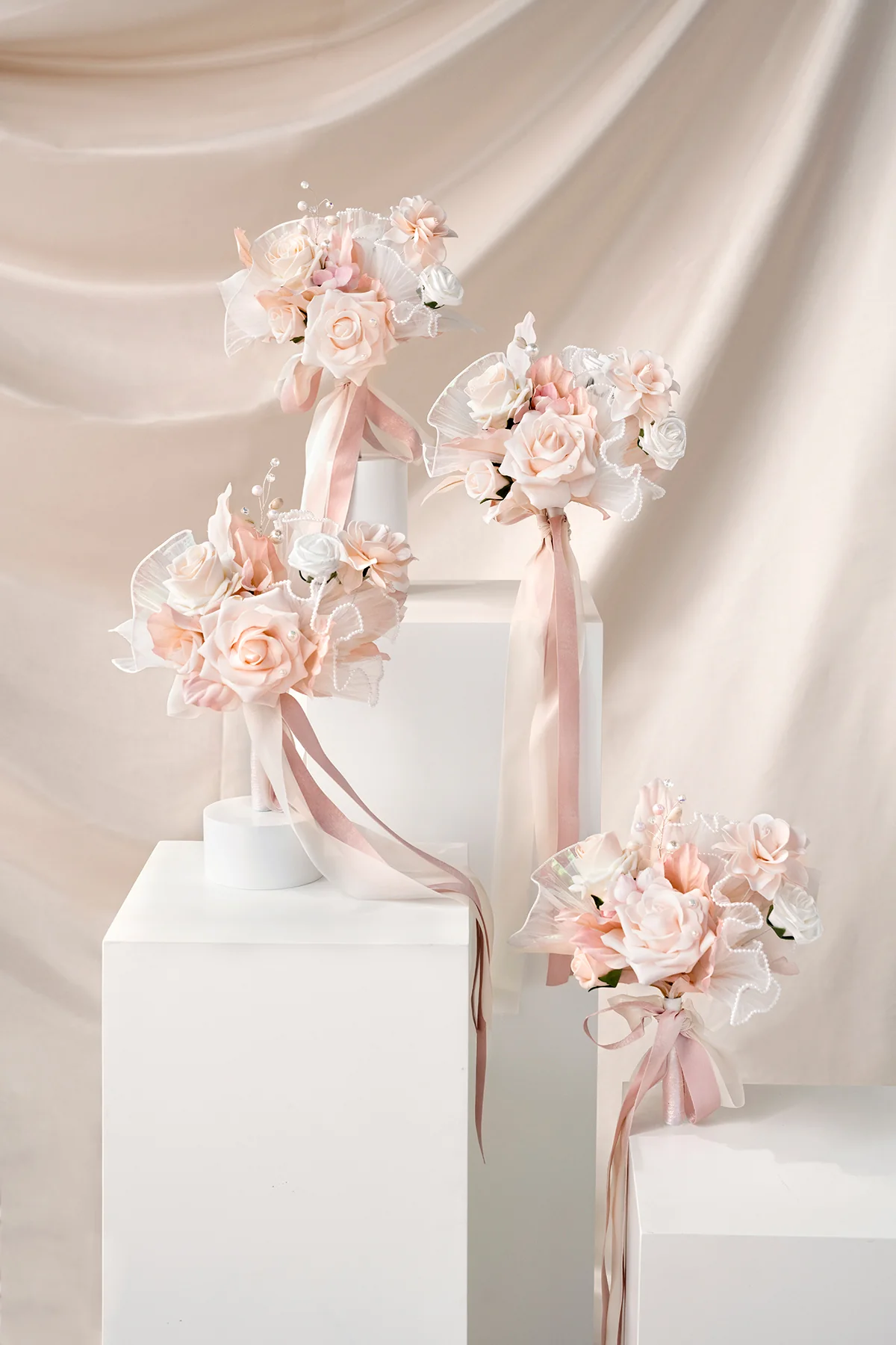 Free-Form Bridesmaid Bouquets in Glowing Blush & Pearl | Clearance - Image 5