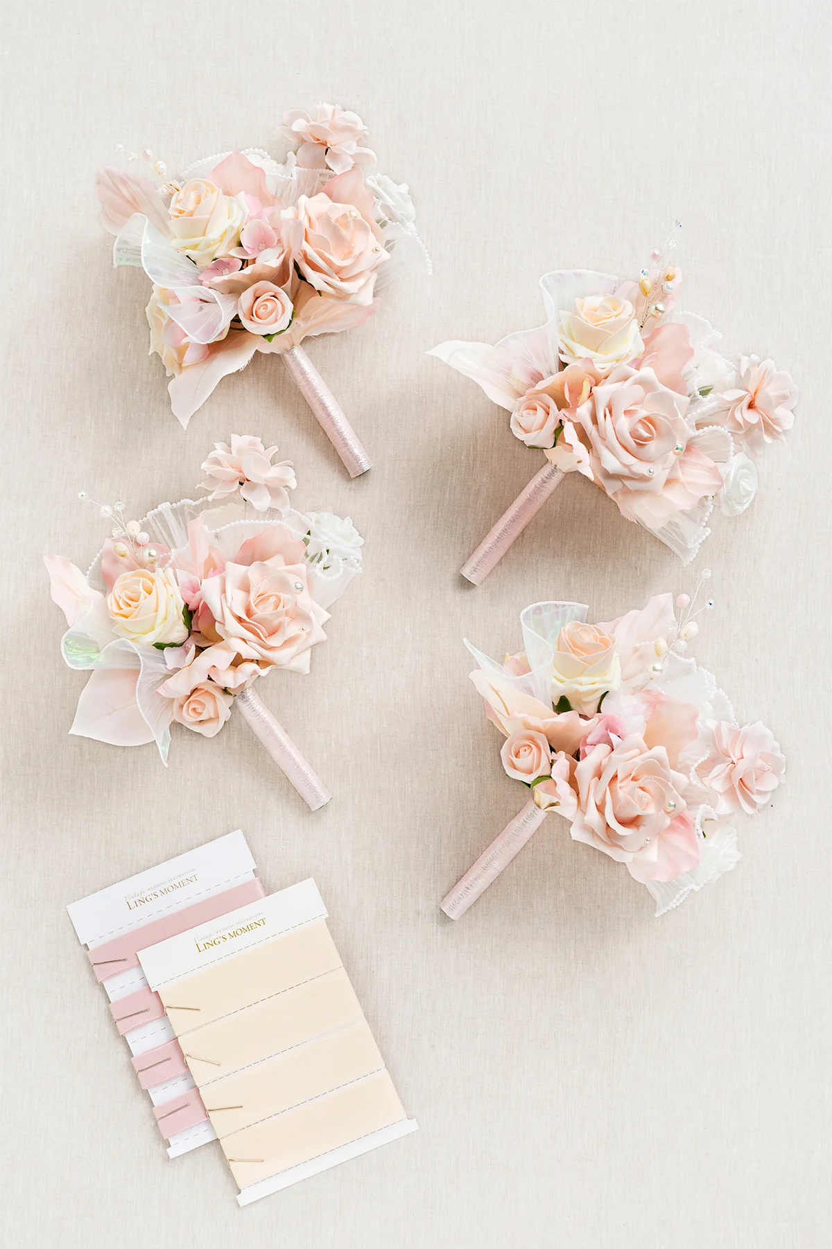 Free-Form Bridesmaid Bouquets in Glowing Blush & Pearl | Clearance - Image 7