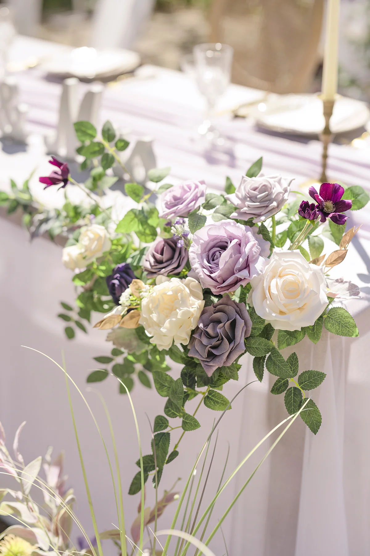 Head Table Floral Swags in Lilac & Gold | Clearance - Image 3