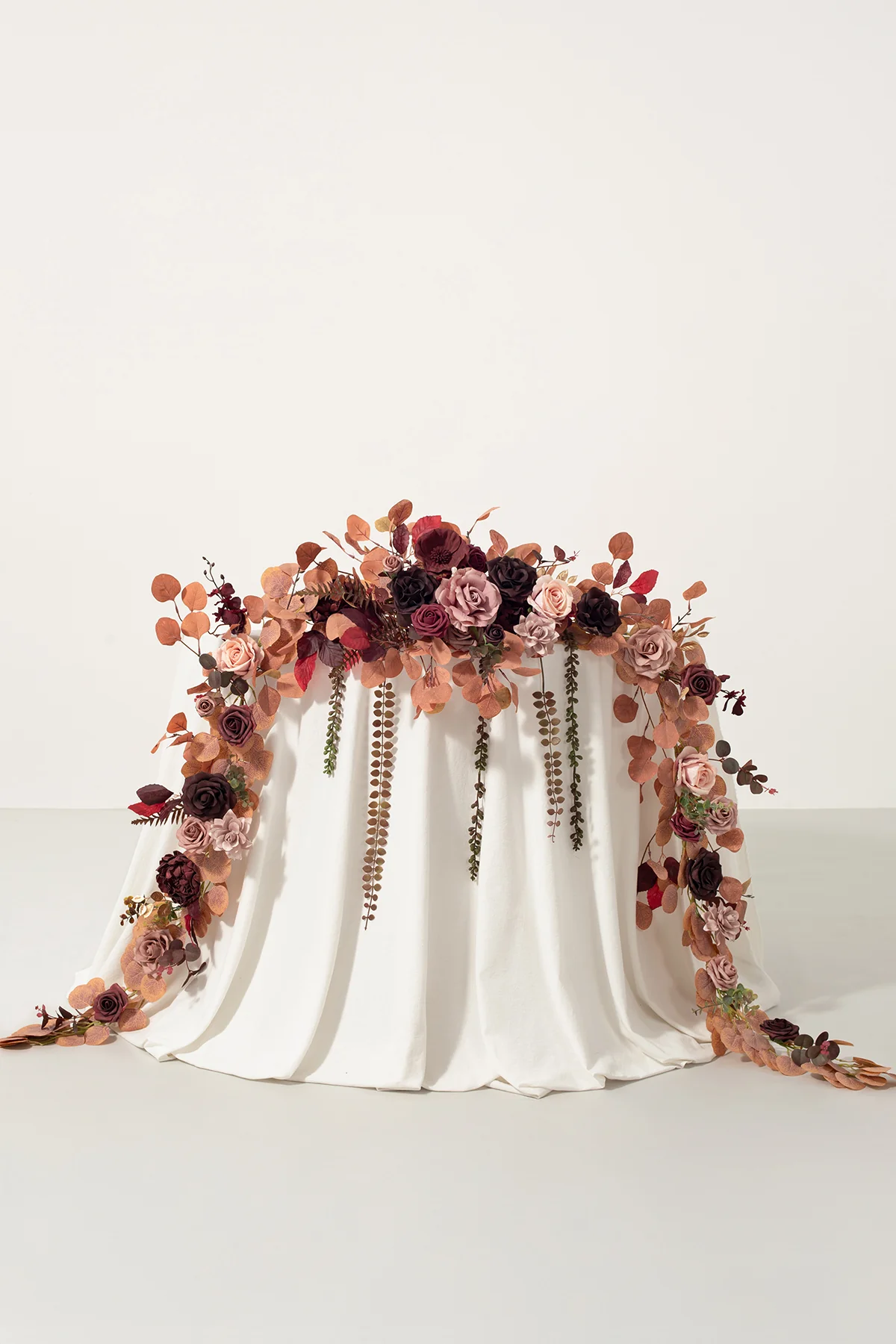9ft Head Table Flower Garland in Burgundy & Dusty Rose | Clearance