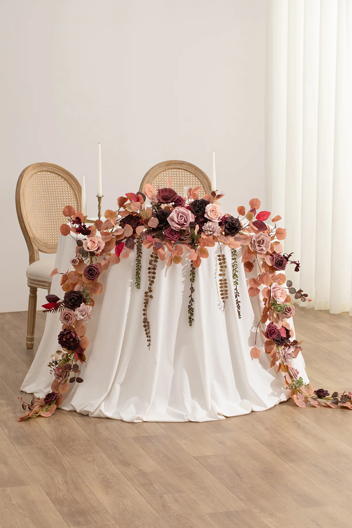 9ft Head Table Flower Garland in Burgundy & Dusty Rose | Clearance - Image 2