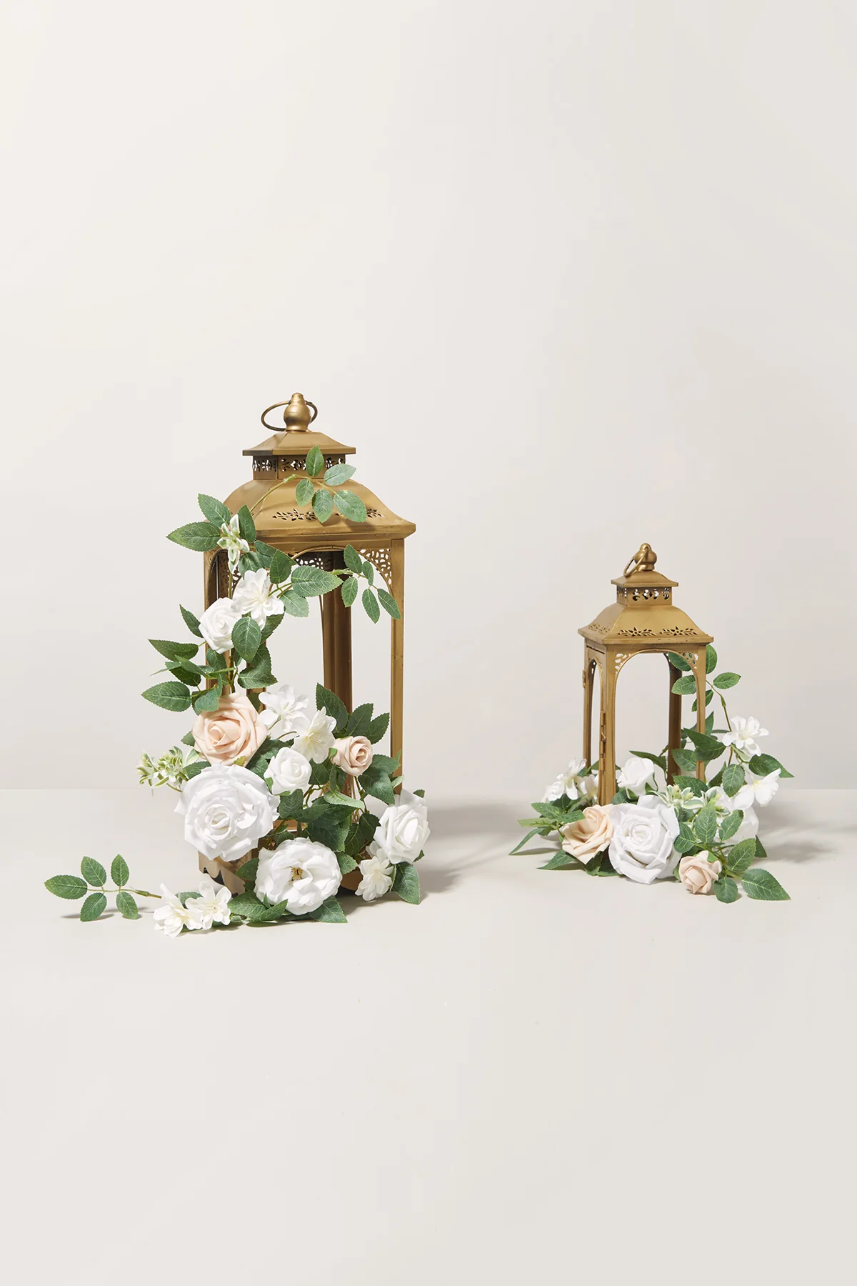 Lantern Floral Arrangements in White & Sage | Clearance