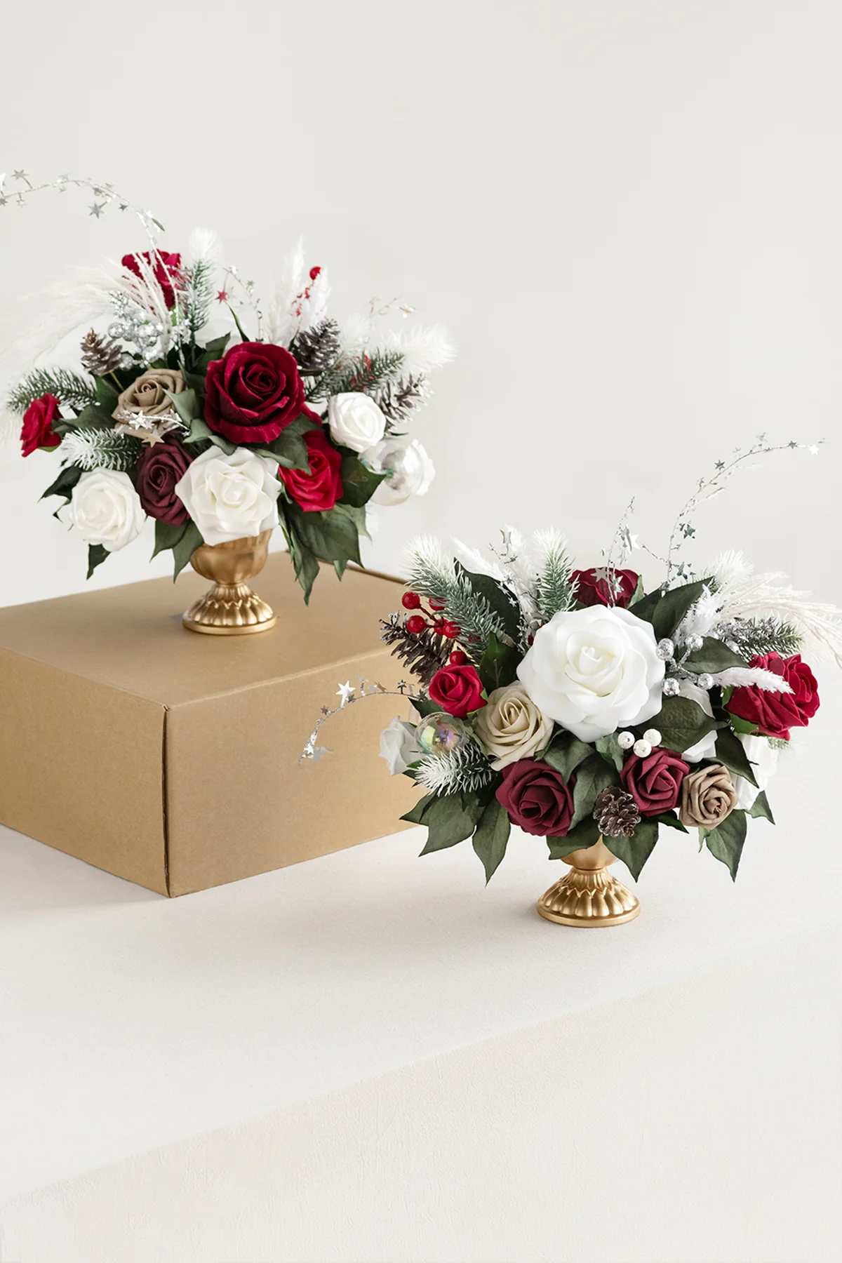 Large Floral Centerpiece Set in Christmas Red & Sparkle | Clearance - Image 3