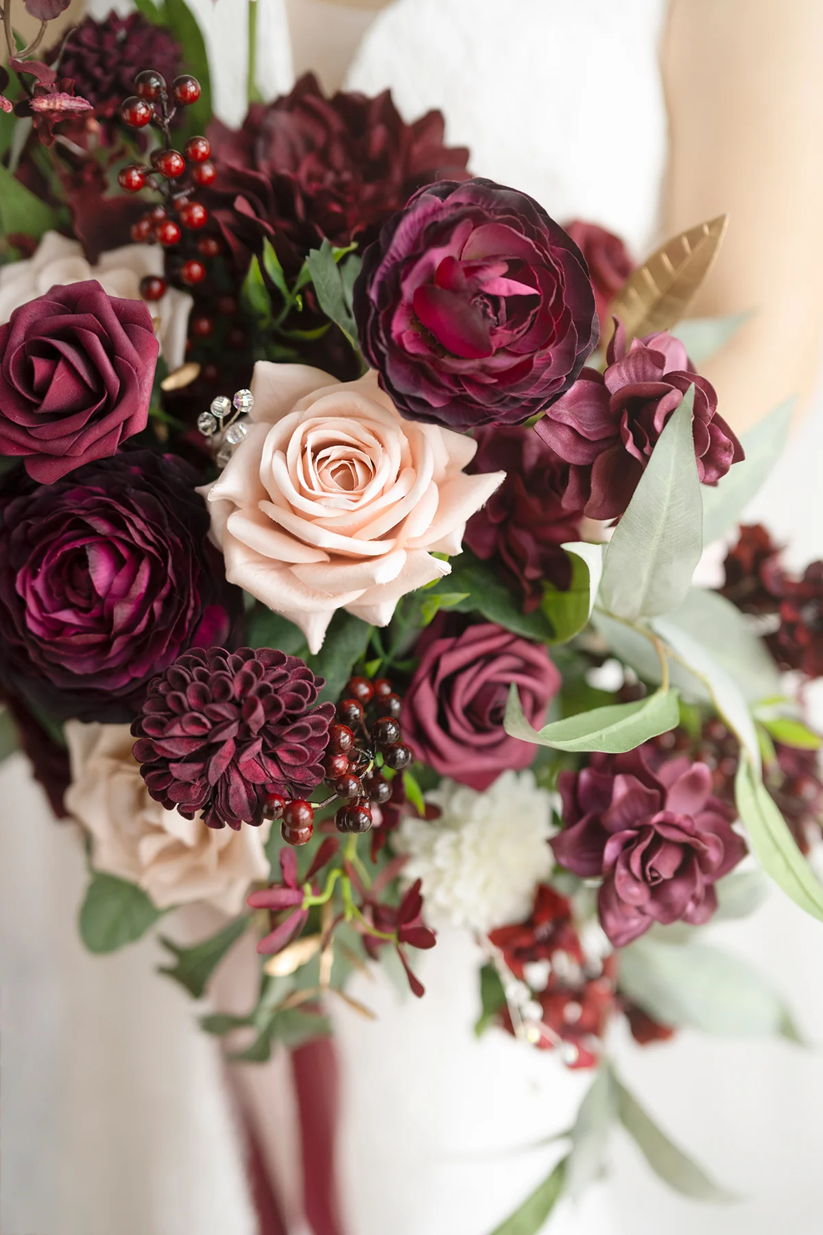 Large Free-Form Bridal Bouquet in Romantic Marsala - Image 7