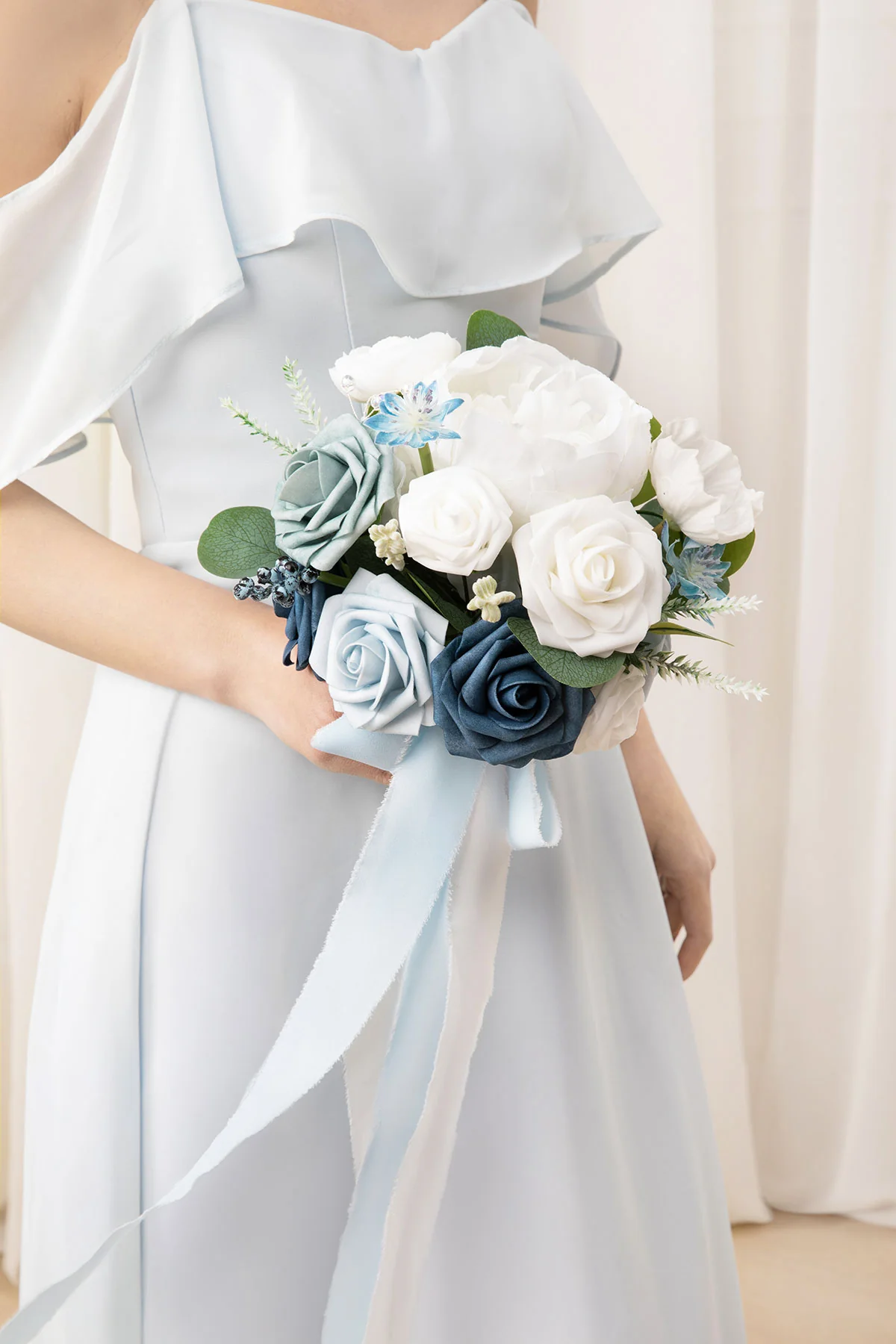 Maid of Honor & Bridesmaid Bouquets in Romantic Dusty Blue - Image 3