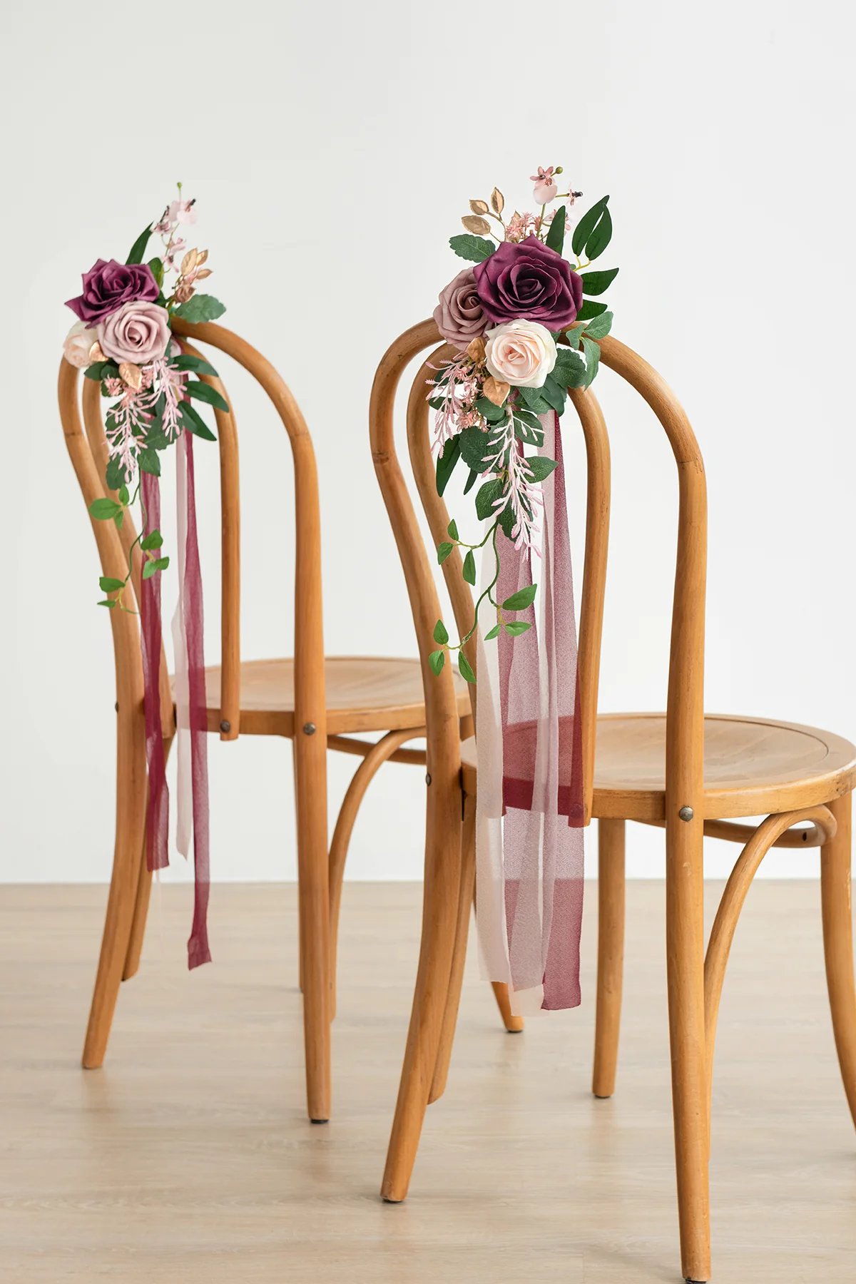 Wedding Aisle Decoration Pew Flowers in Romantic Marsala - Image 2