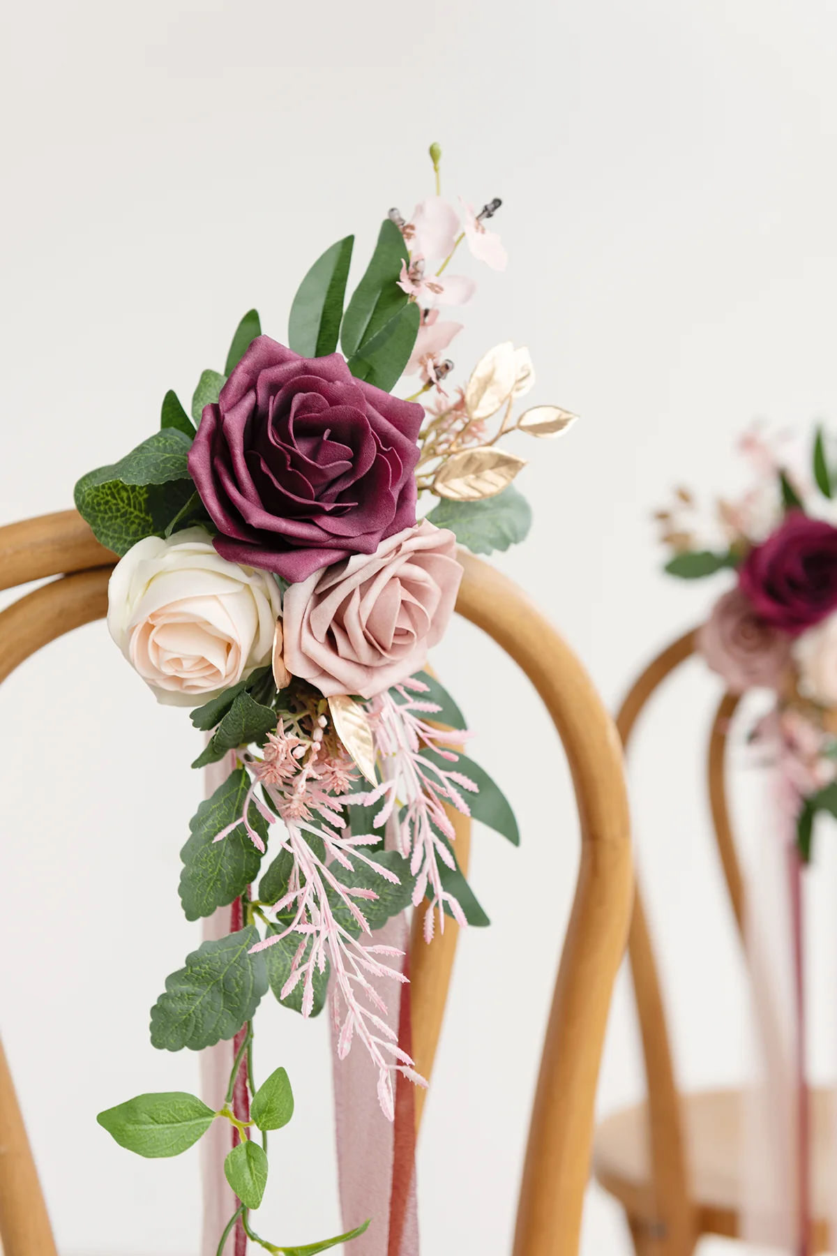 Wedding Aisle Decoration Pew Flowers in Romantic Marsala - Image 3