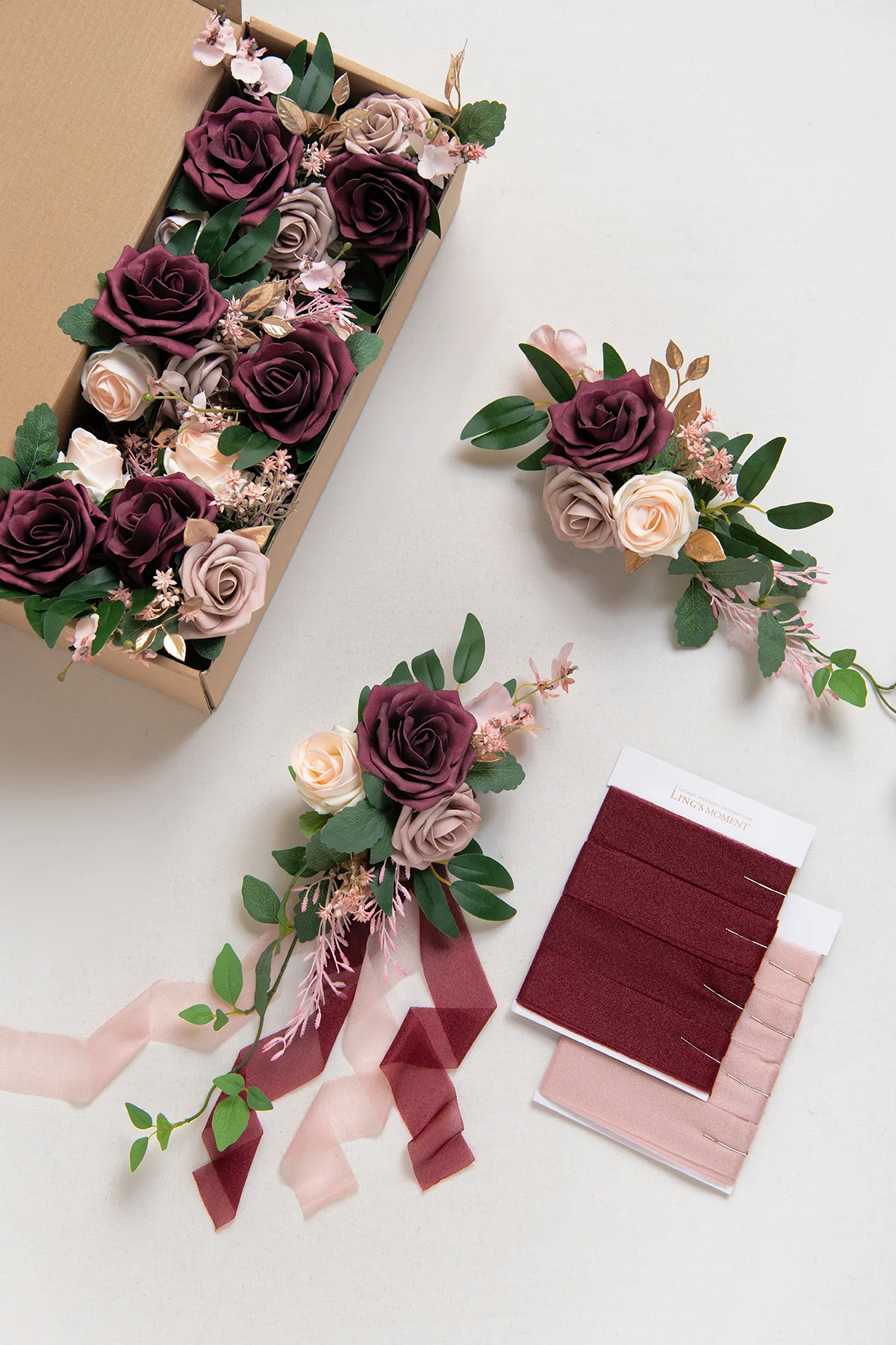 Wedding Aisle Decoration Pew Flowers in Romantic Marsala - Image 5