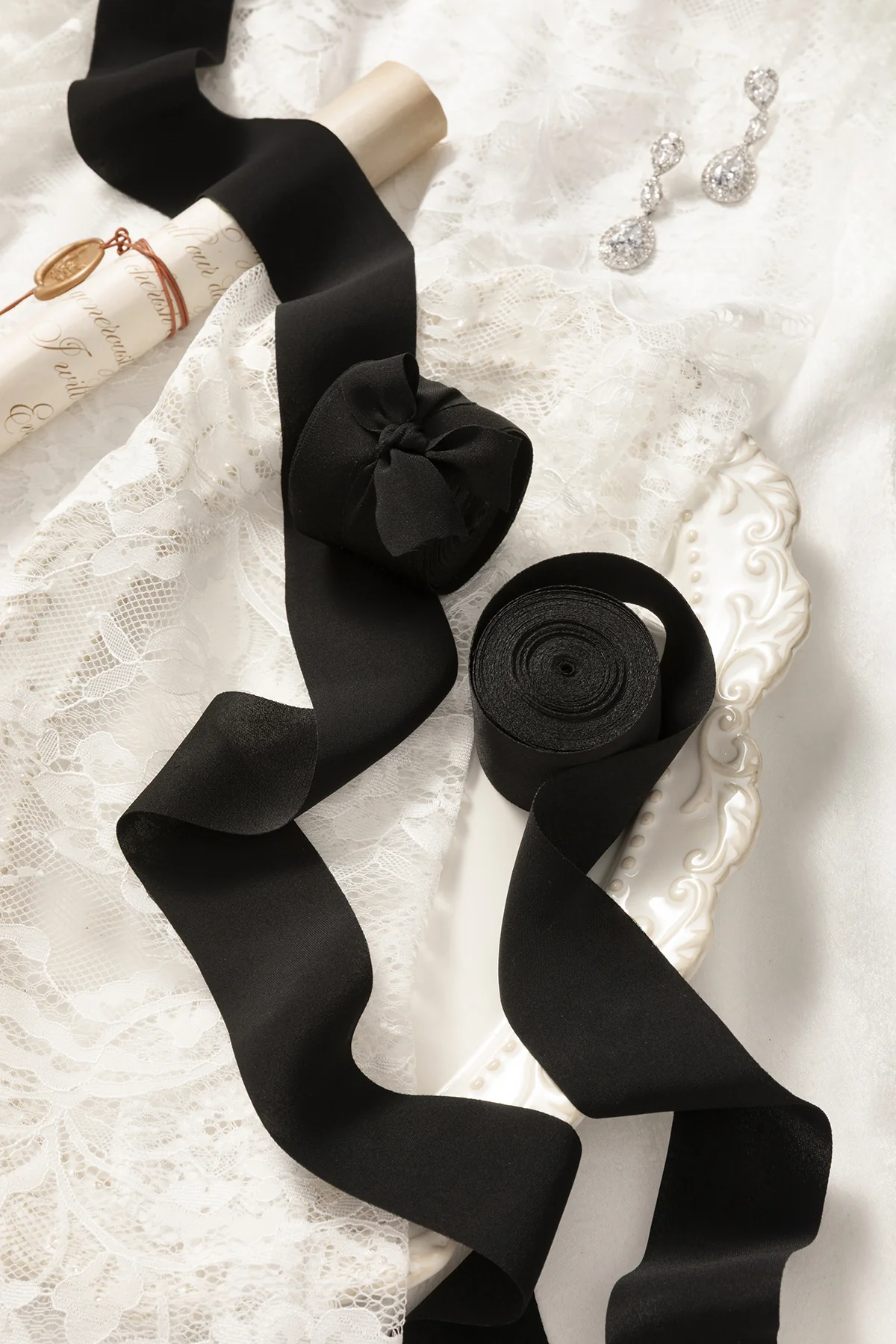 Matte Satin Ribbons 1.5" w x 20' h - Black (Set of 3) | Clearance - Image 2